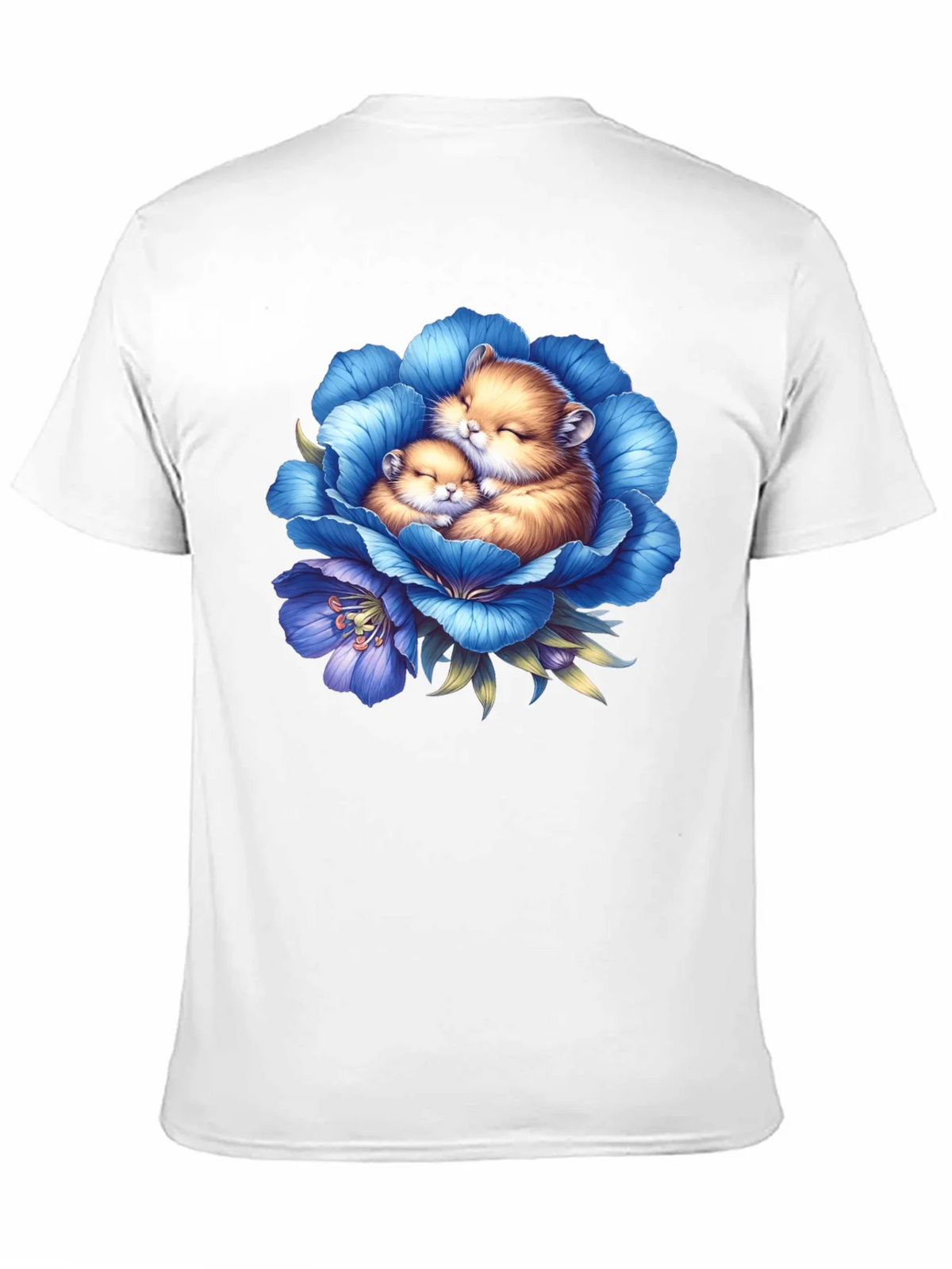 Cute Hamsters in Blue Flower Graphic T-Shirt product image 10