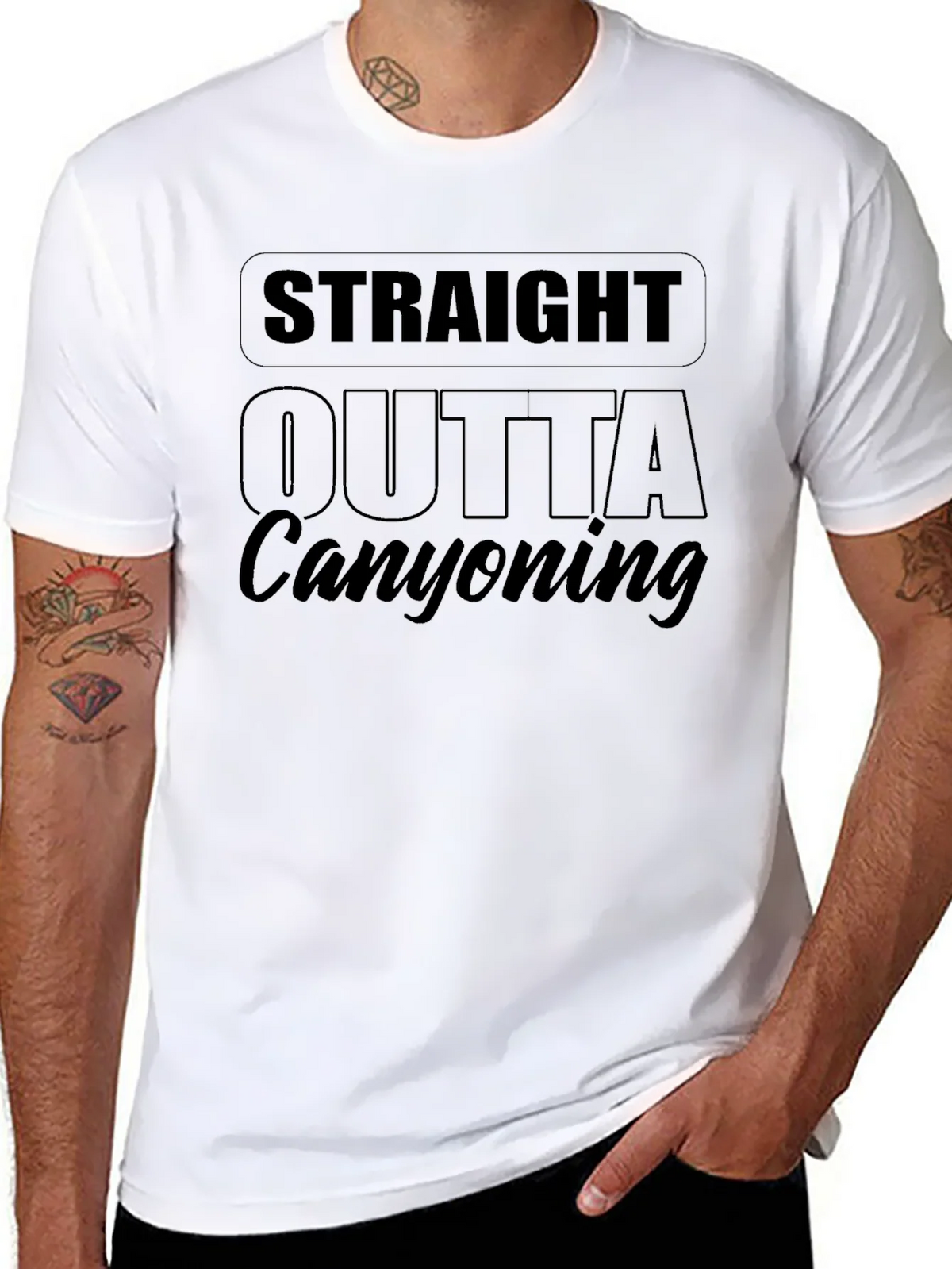 Straight Outta Canyoning Black T-Shirt product image 7