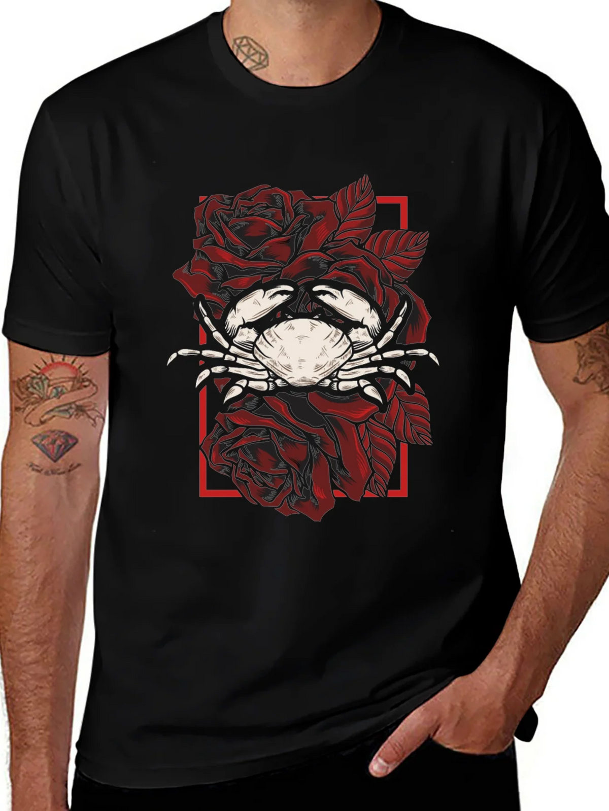 Crab & Roses Graphic Tee - Mens Black T-Shirt product image 1