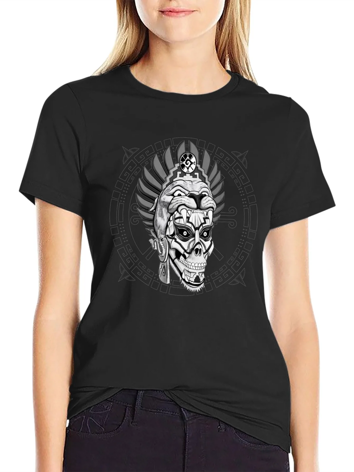 Aztec Skull Graphic Print T-Shirt product image 2
