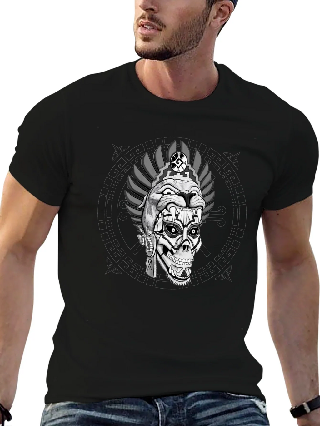 Aztec Skull Graphic Print T-Shirt product image 6