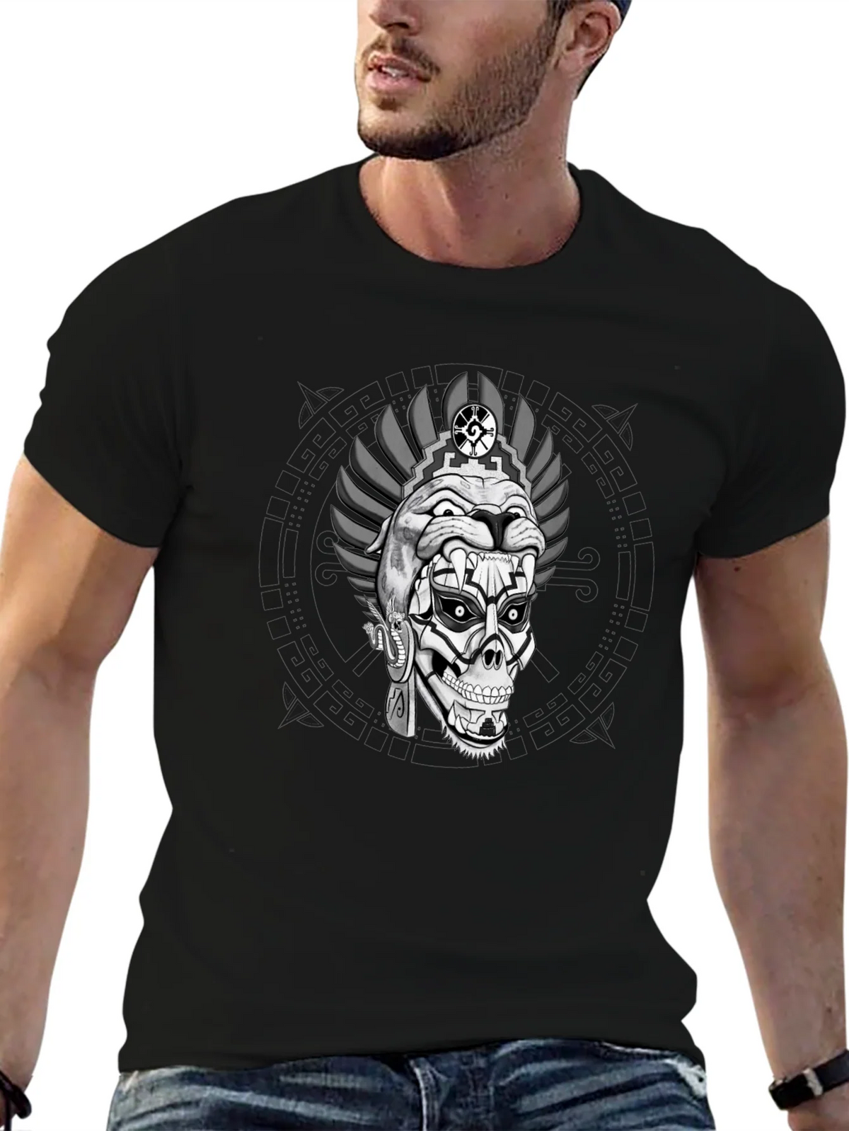 Aztec Skull Graphic Print T-Shirt product image 6