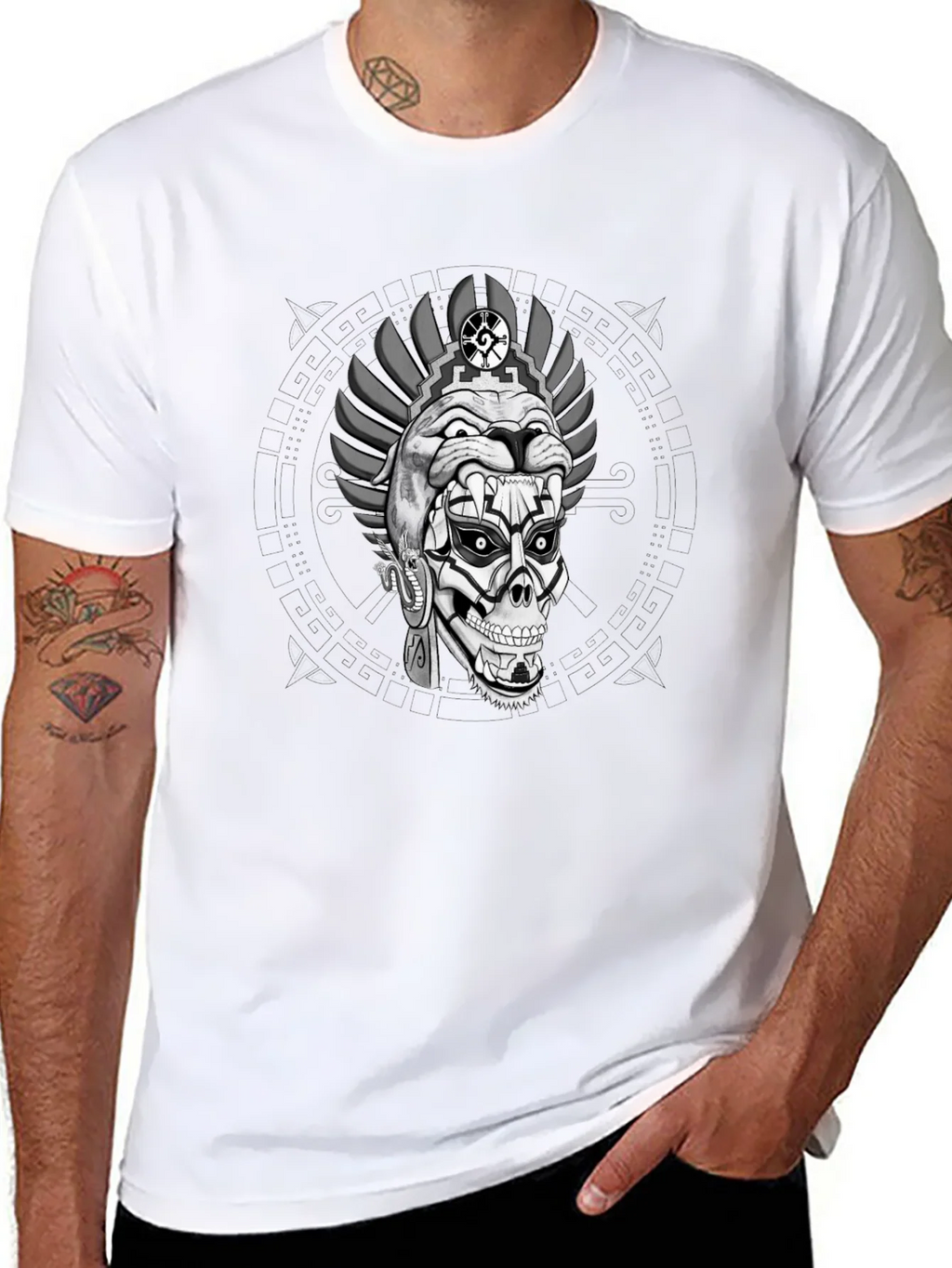 Aztec Skull Graphic Print T-Shirt product image 7