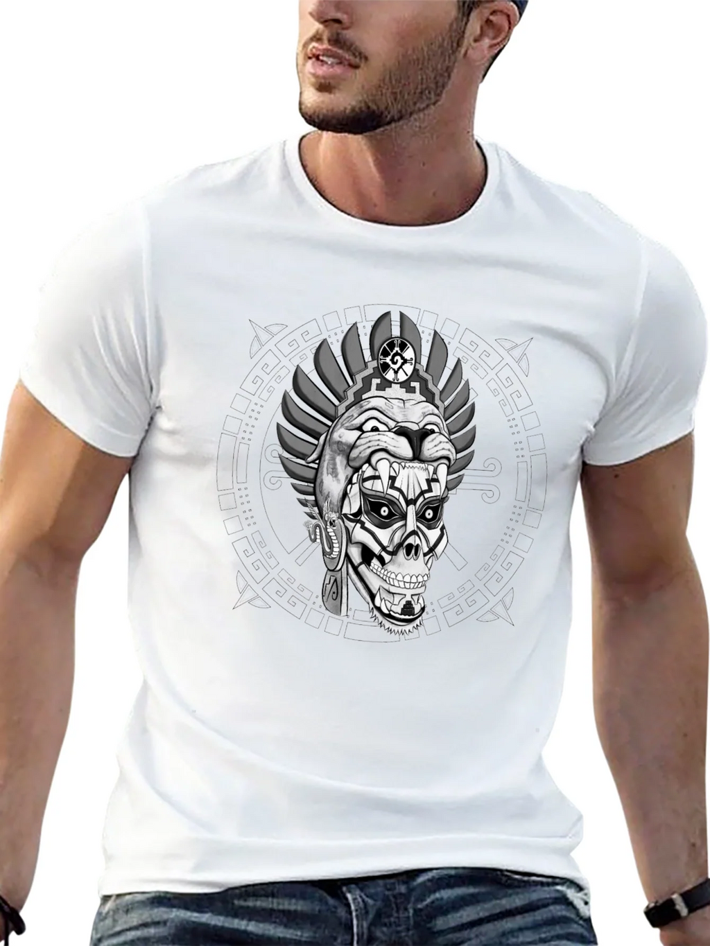 Aztec Skull Graphic Print T-Shirt product image 12