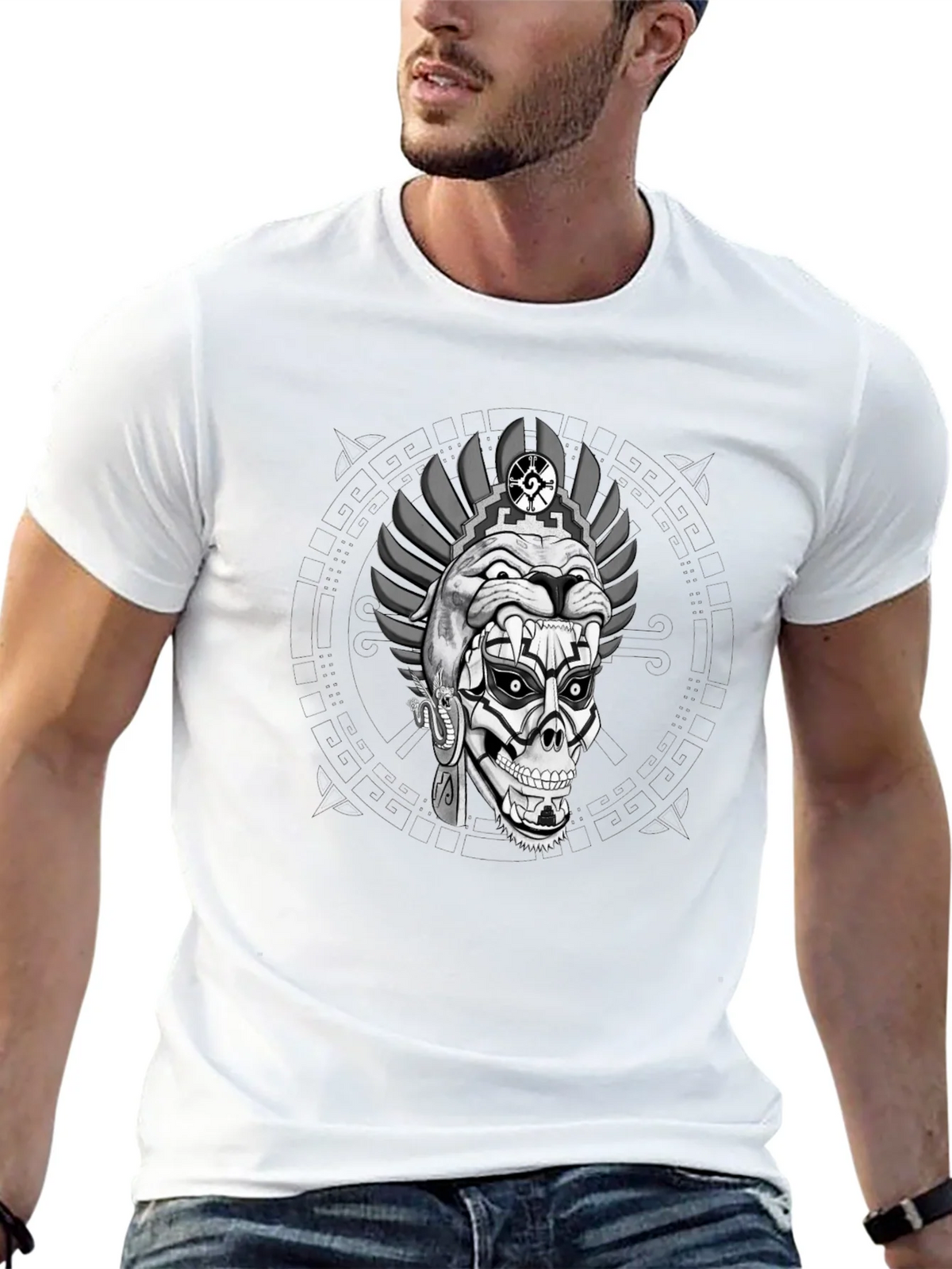 Aztec Skull Graphic Print T-Shirt product image 12