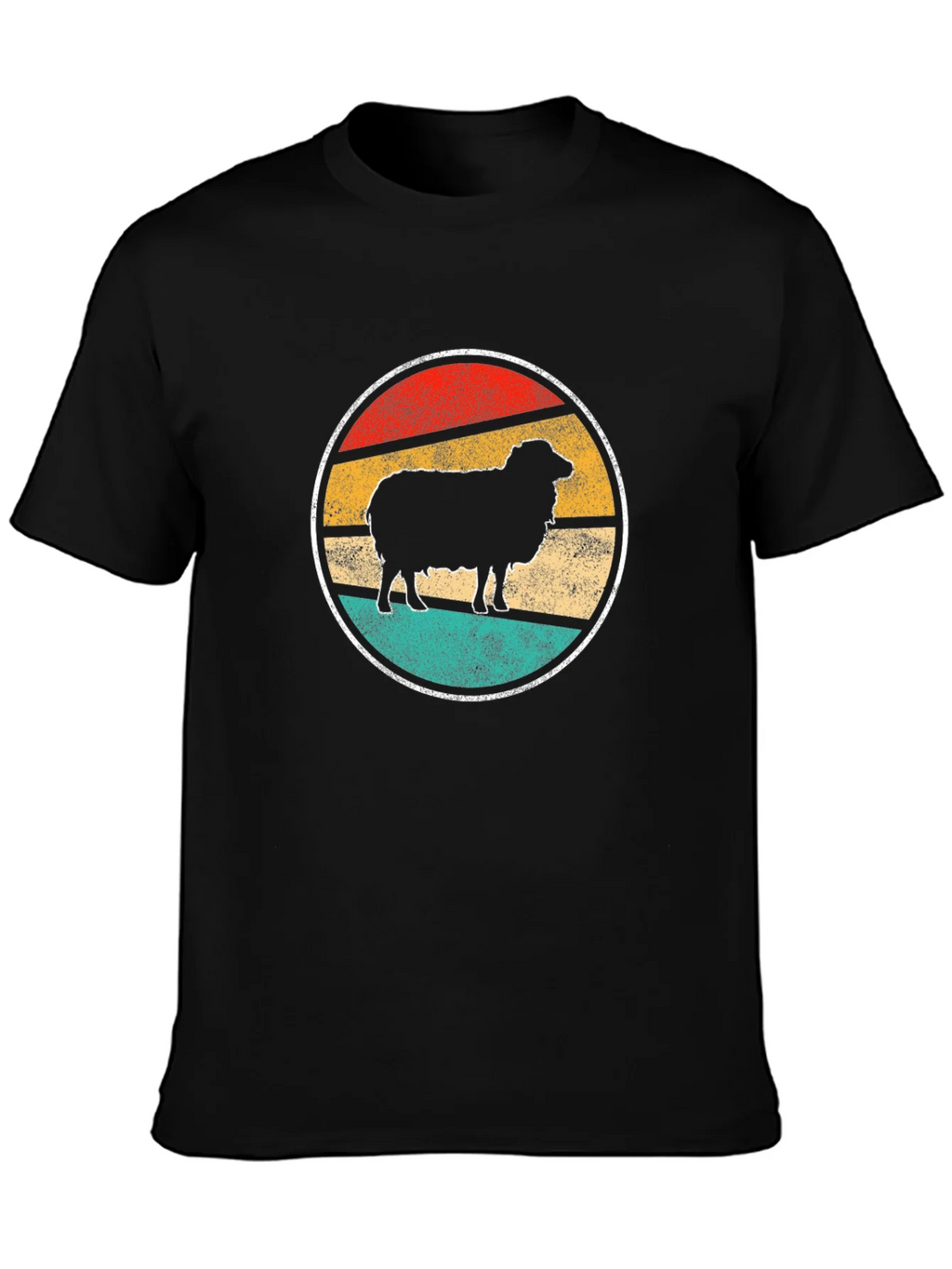 Retro Sheep Graphic Tee - Black Cotton T-Shirt product image 3