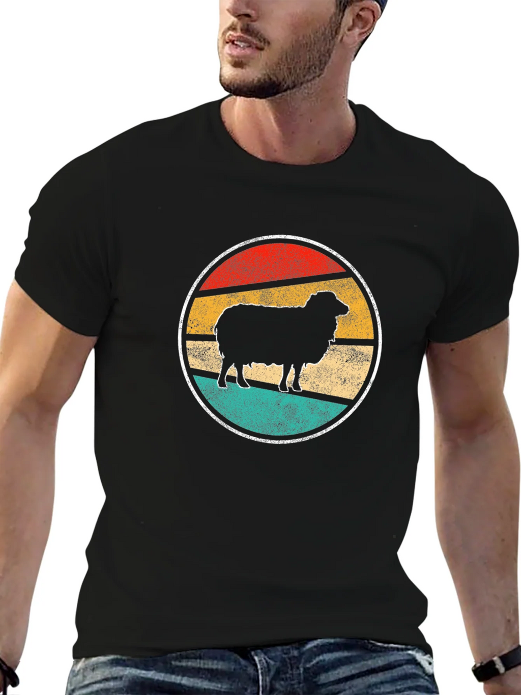 Retro Sheep Graphic Tee - Black Cotton T-Shirt product image 6