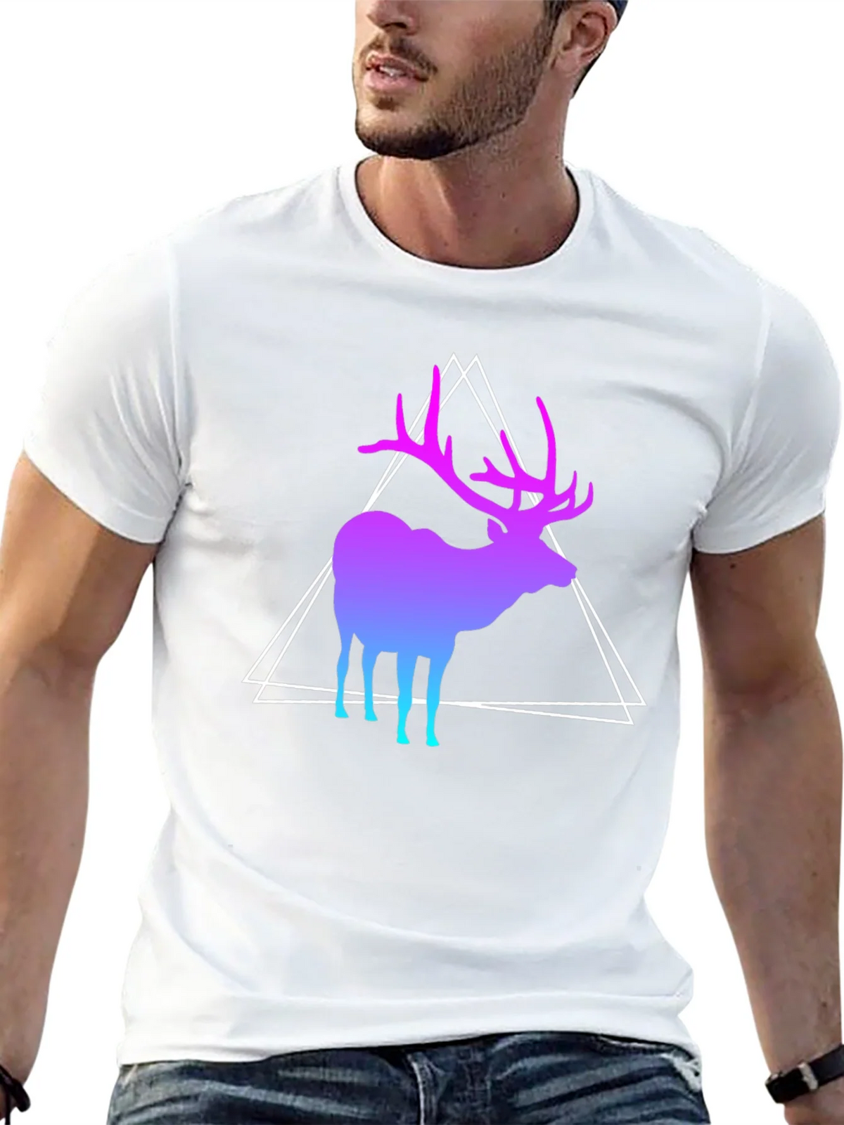 Gradient Deer Graphic Tee - Modern Geometric Design product image 12