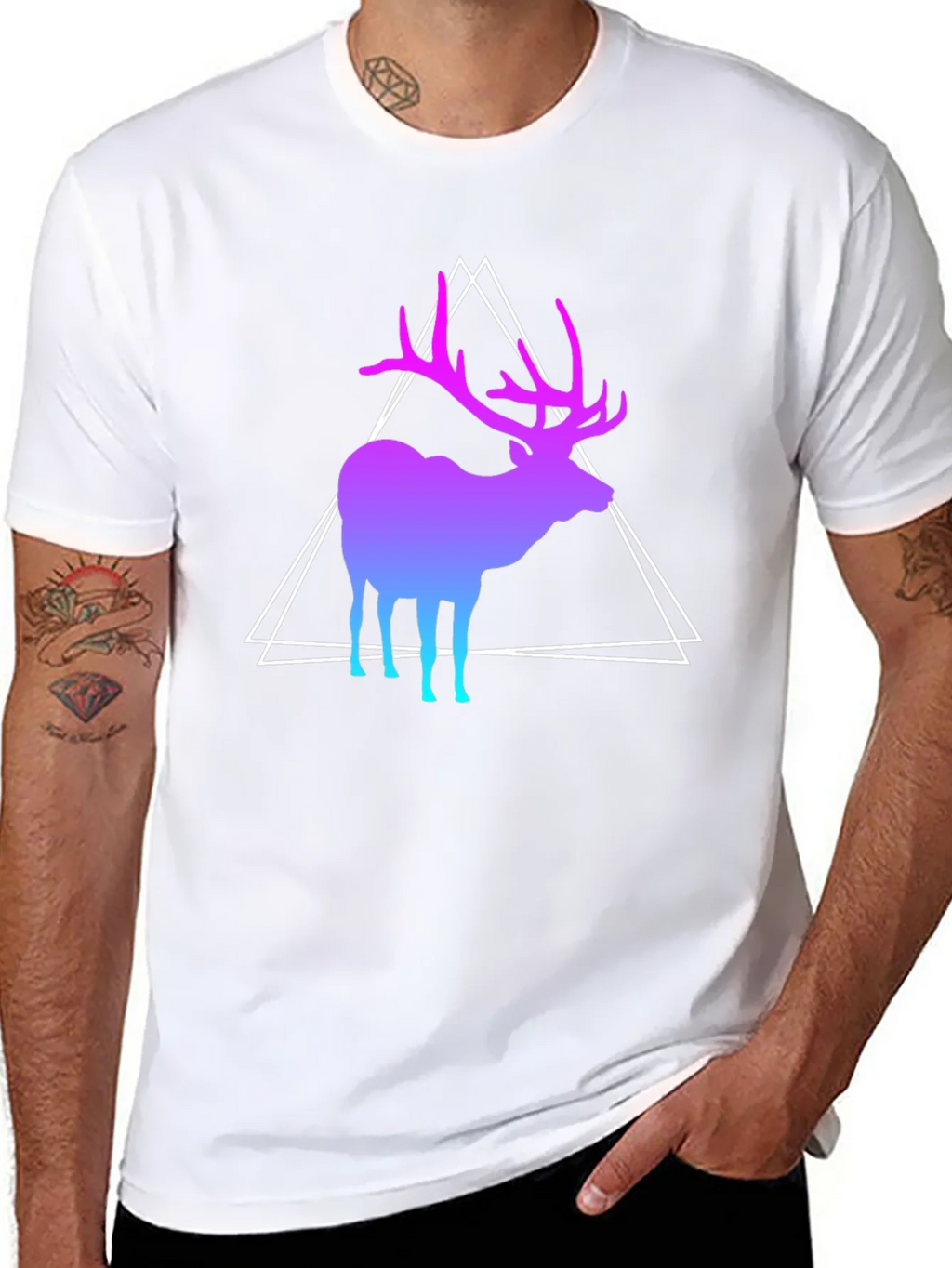 Gradient Deer Graphic Tee - Modern Geometric Design product image 7