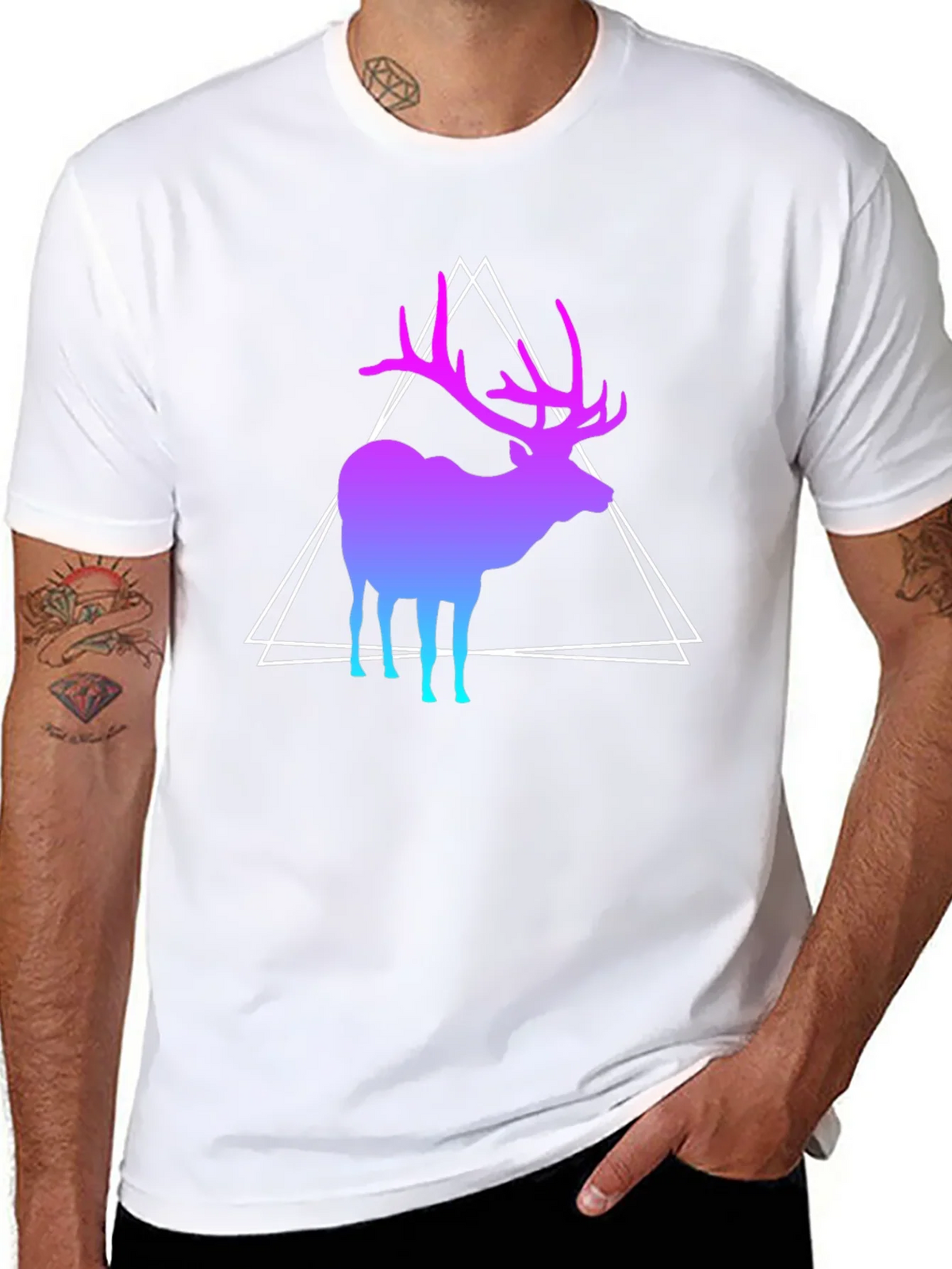 Gradient Deer Graphic Tee - Modern Geometric Design product image 7