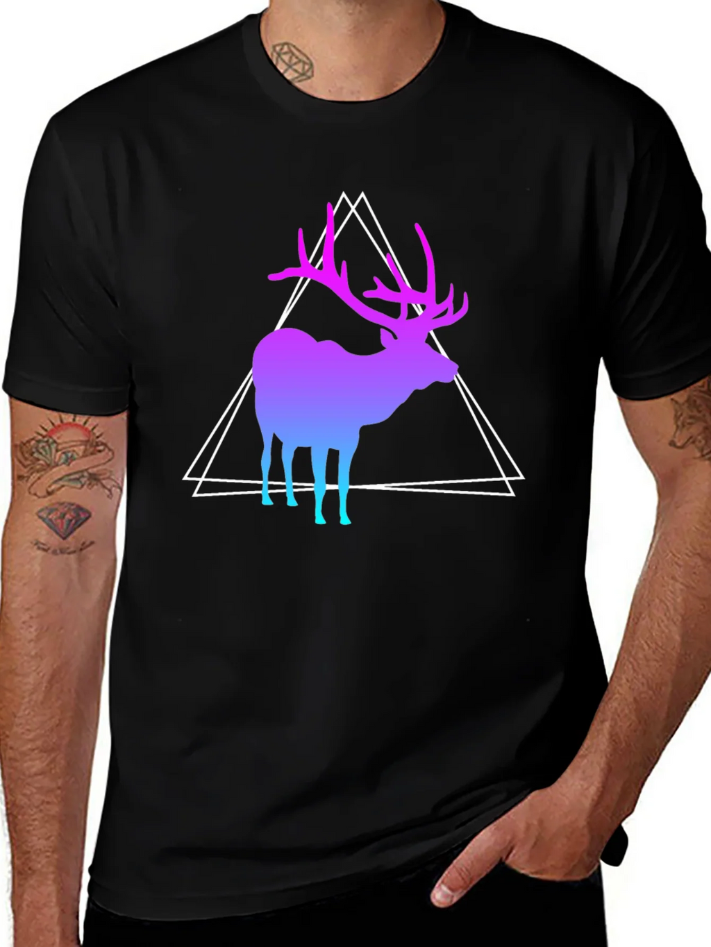 Gradient Deer Graphic Tee - Modern Geometric Design product image 1