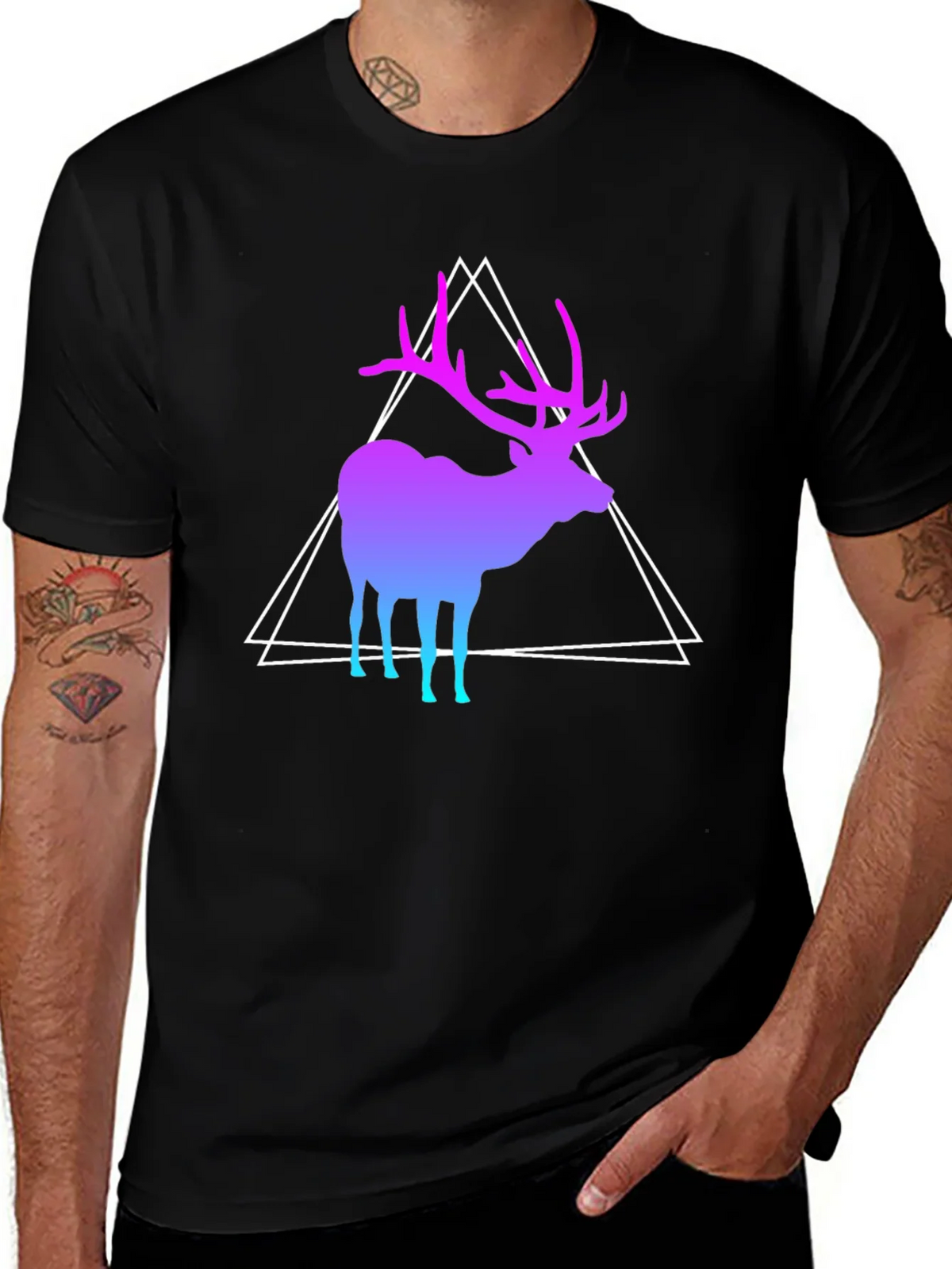 Gradient Deer Graphic Tee - Modern Geometric Design product image 1