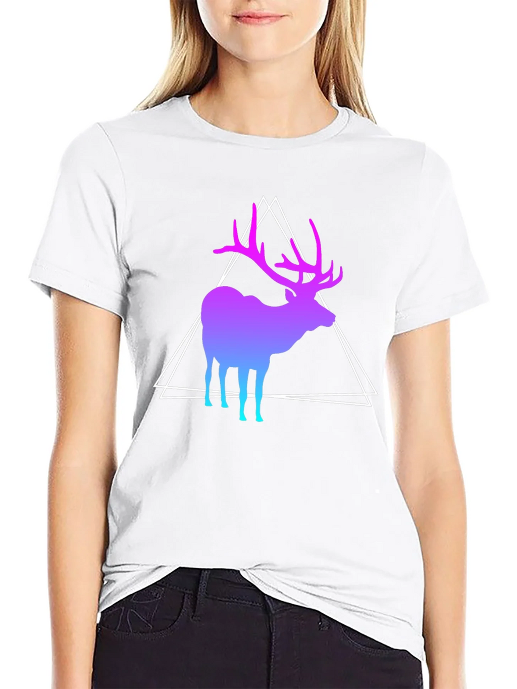 Gradient Deer Graphic Tee - Modern Geometric Design product image 8