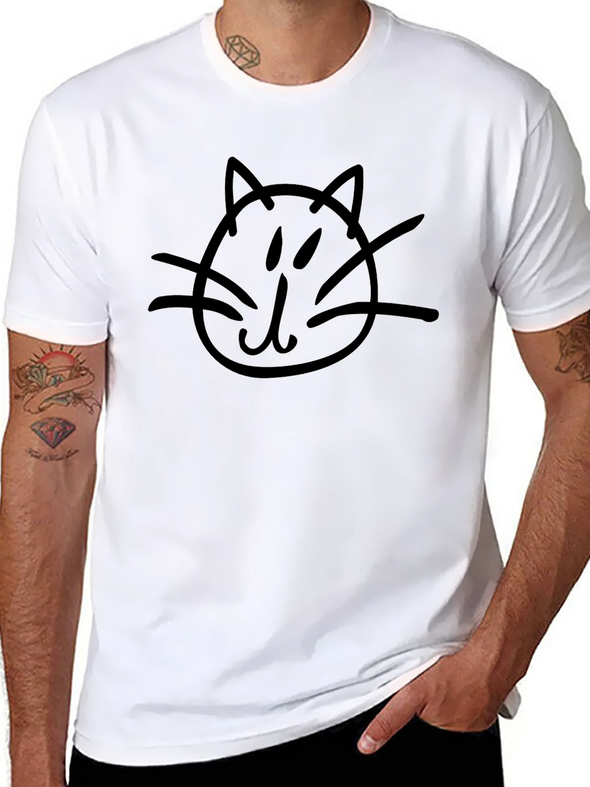 Cat Doodle Black T-Shirt - Casual Style product image 7