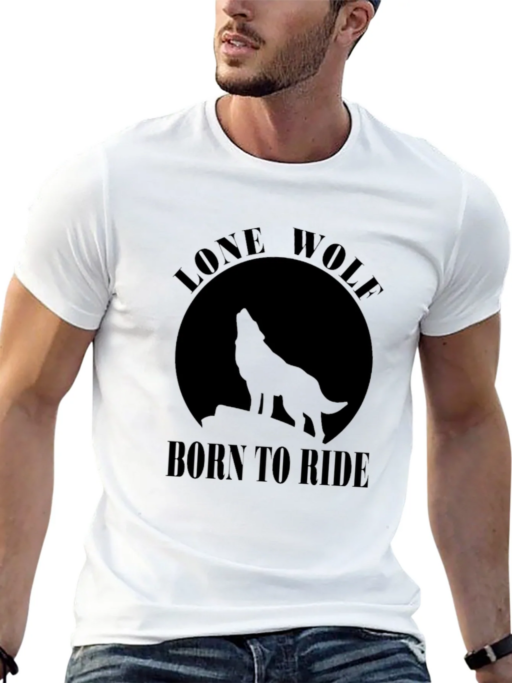 Lone Wolf Born To Ride Black T-Shirt product image 12