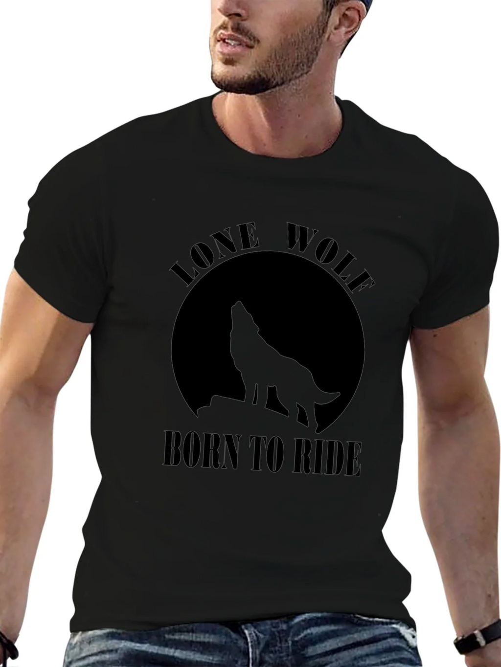Lone Wolf Born To Ride Black T-Shirt product image 6