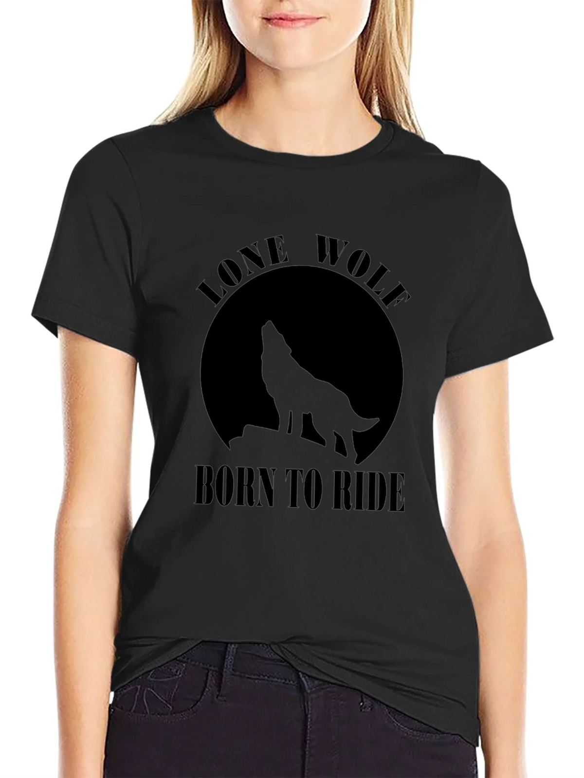 Lone Wolf Born To Ride Black T-Shirt product image 2