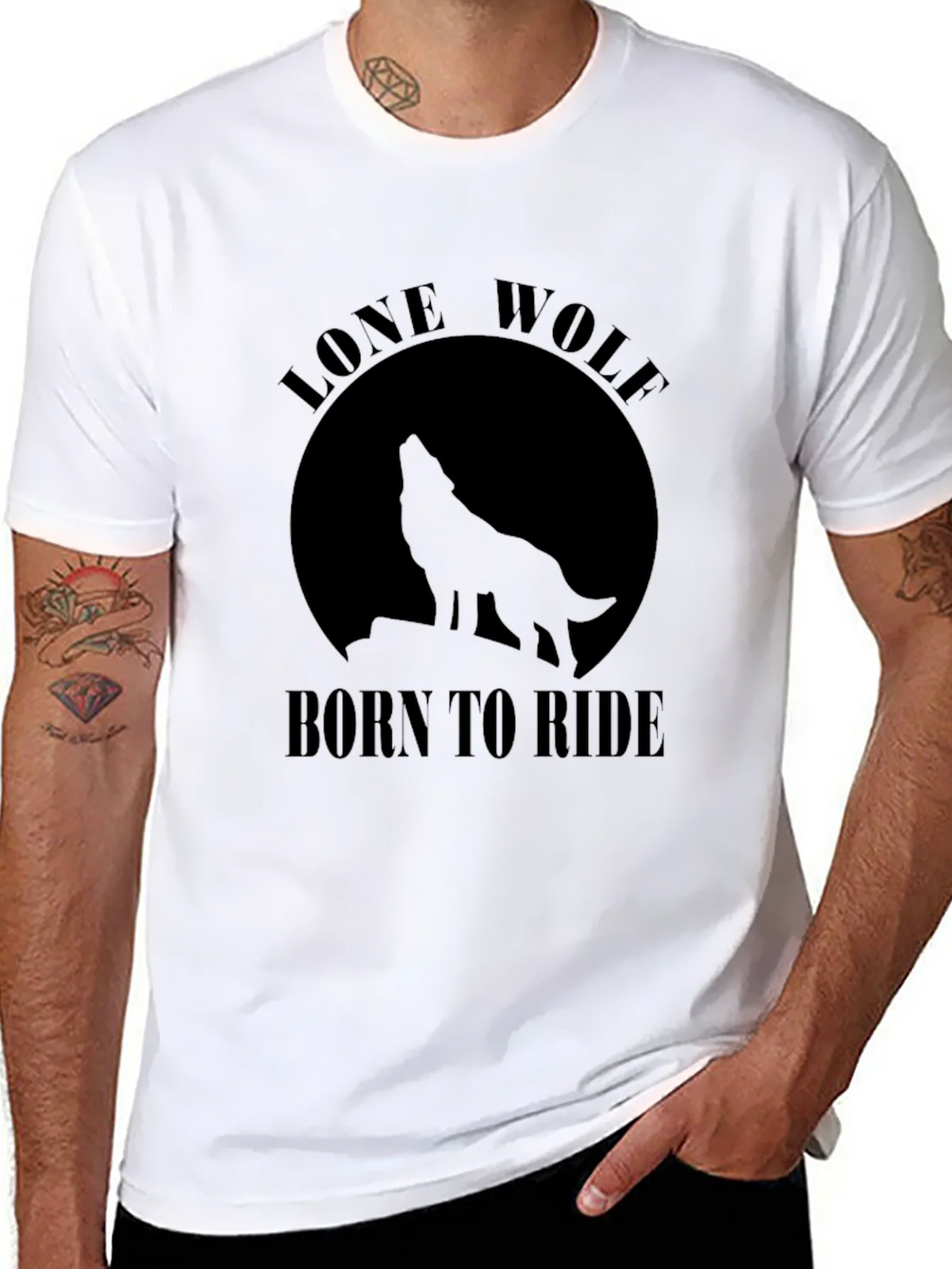Lone Wolf Born To Ride Black T-Shirt product image 7