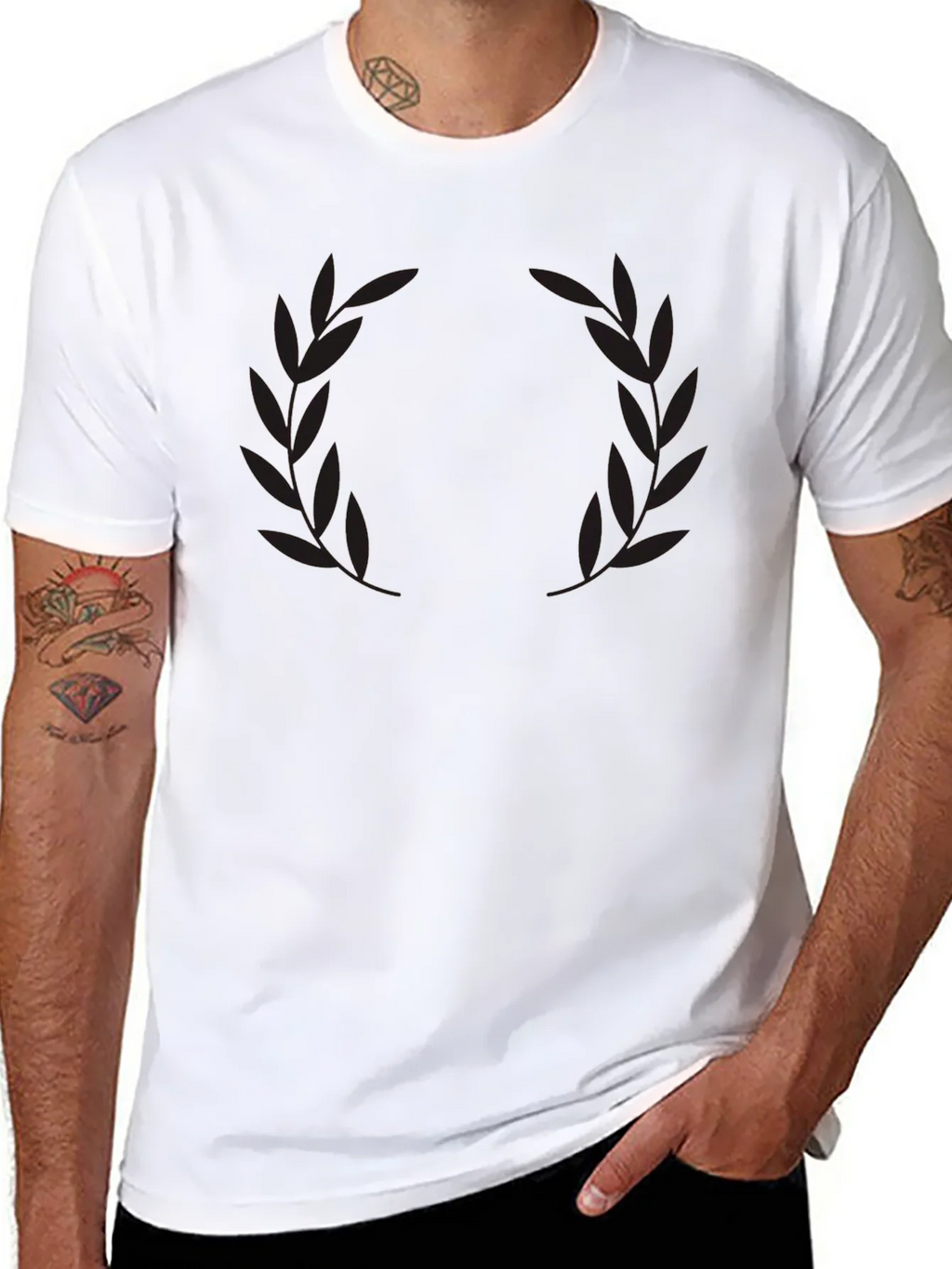 Mens Black Laurel Wreath Graphic T-Shirt product image 7
