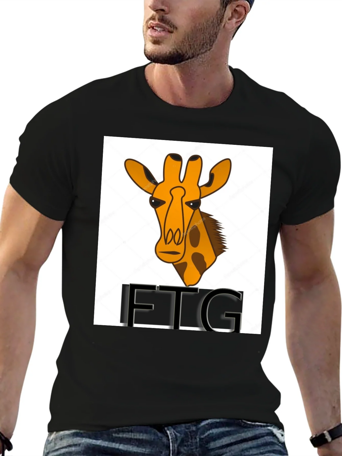 Giraffe Print Black T-Shirt product image 6
