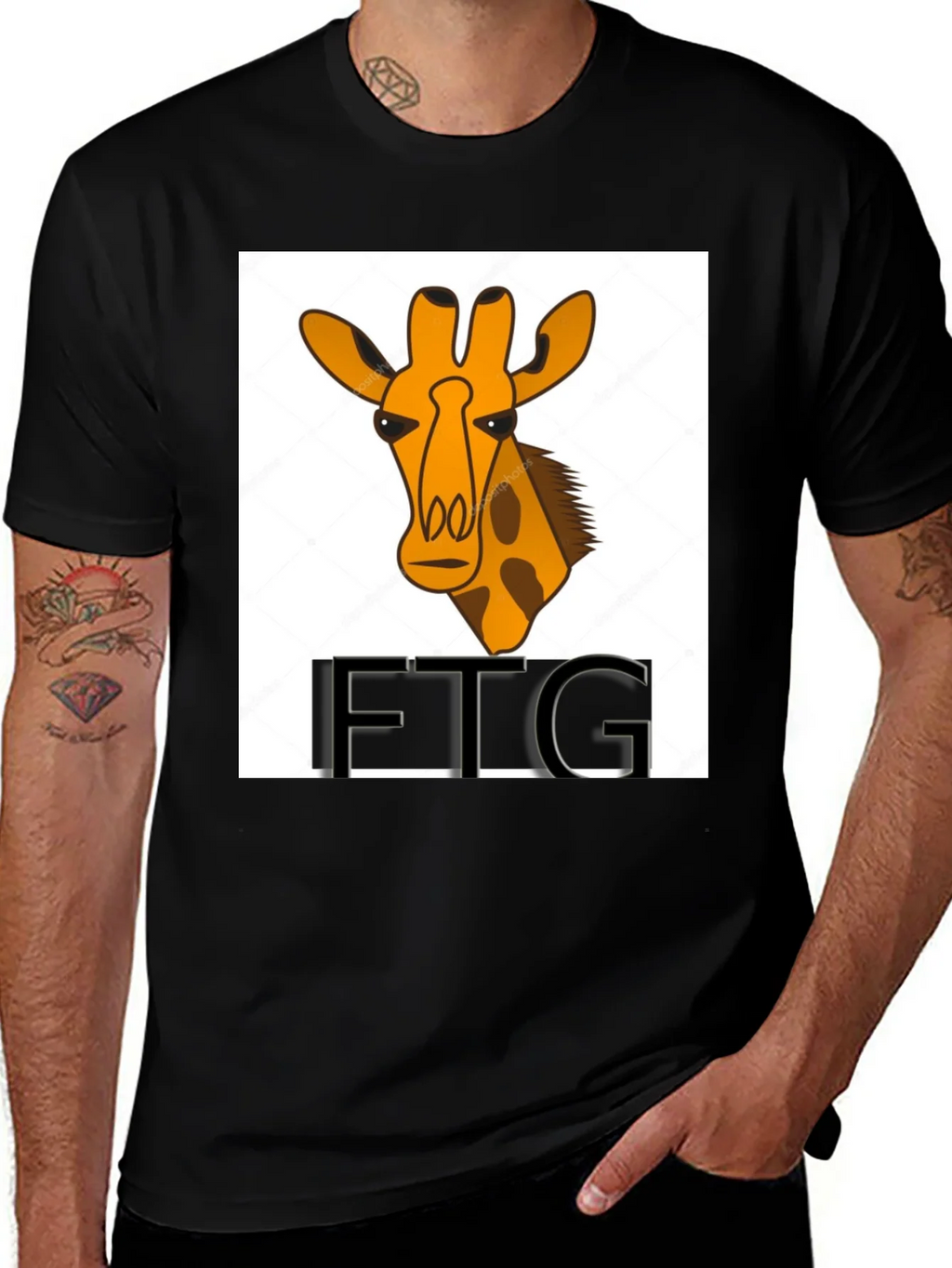 Giraffe Print Black T-Shirt product image 1