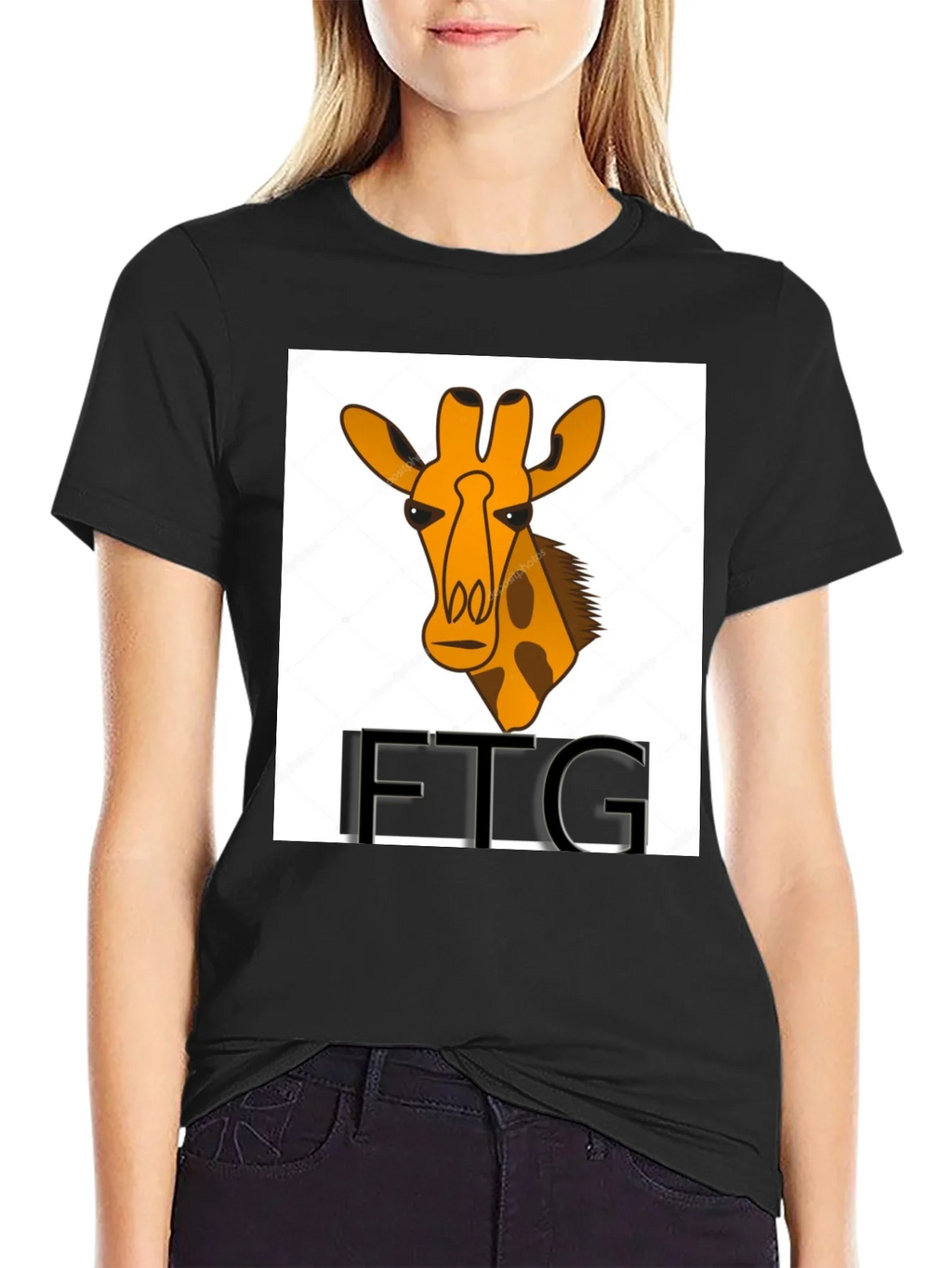 Giraffe Print Black T-Shirt product image 2