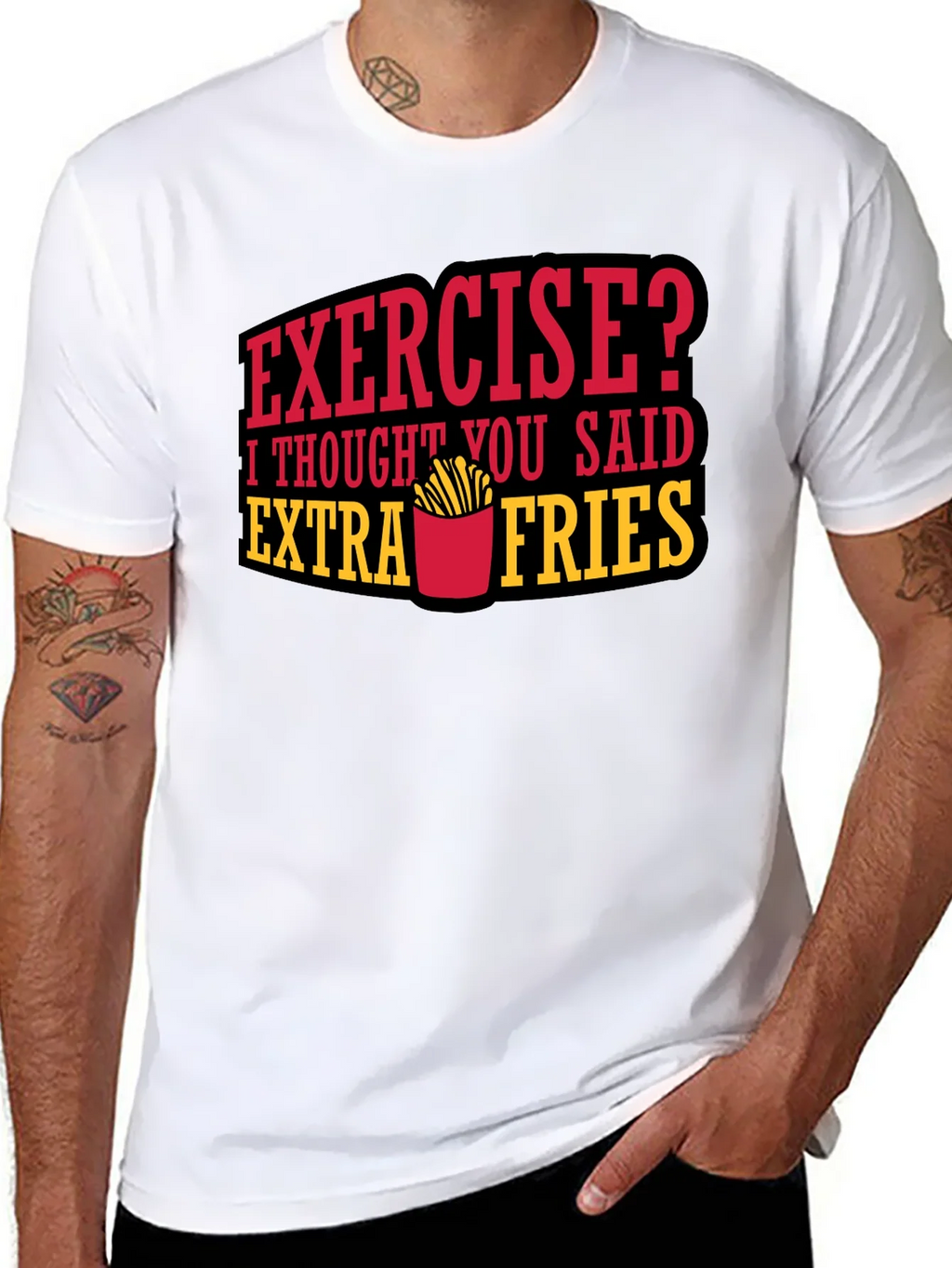 Funny Extra Fries Graphic T-Shirt product image 7