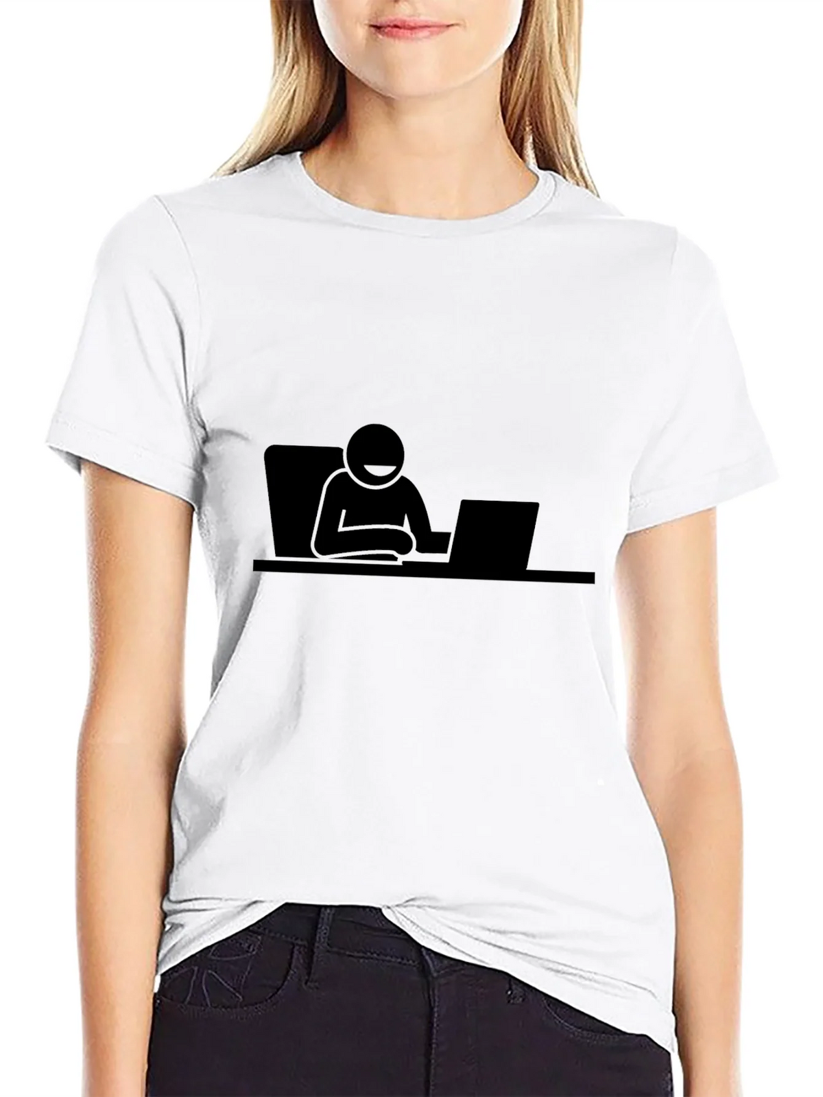 Stick Figure Working on Laptop T-Shirt product image 5