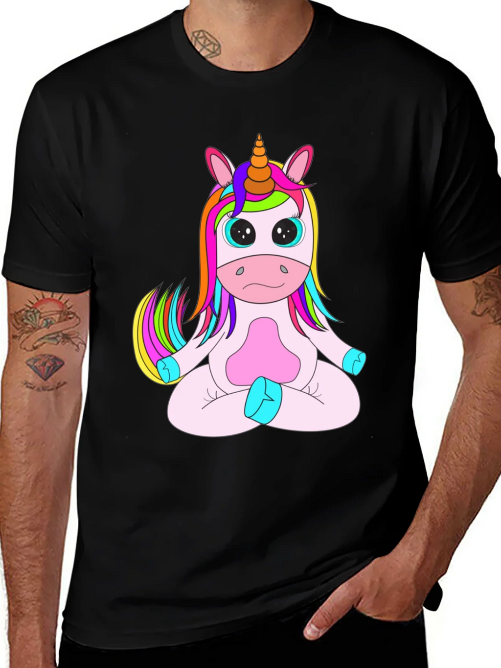Unicorn Meditation Black T-Shirt product image 1