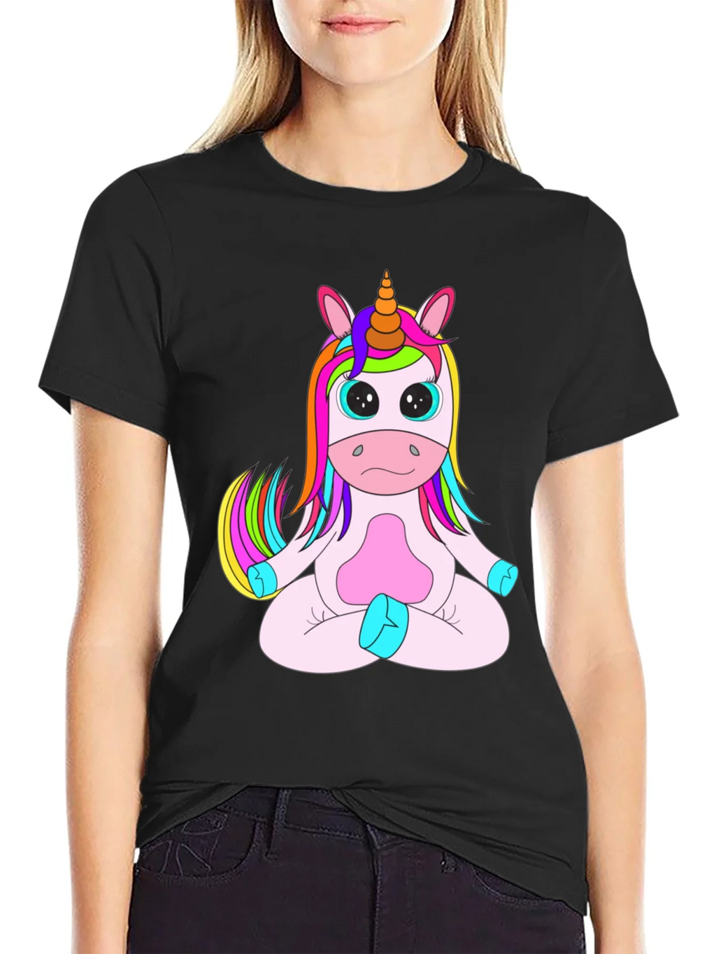 Unicorn Meditation Black T-Shirt product image 2
