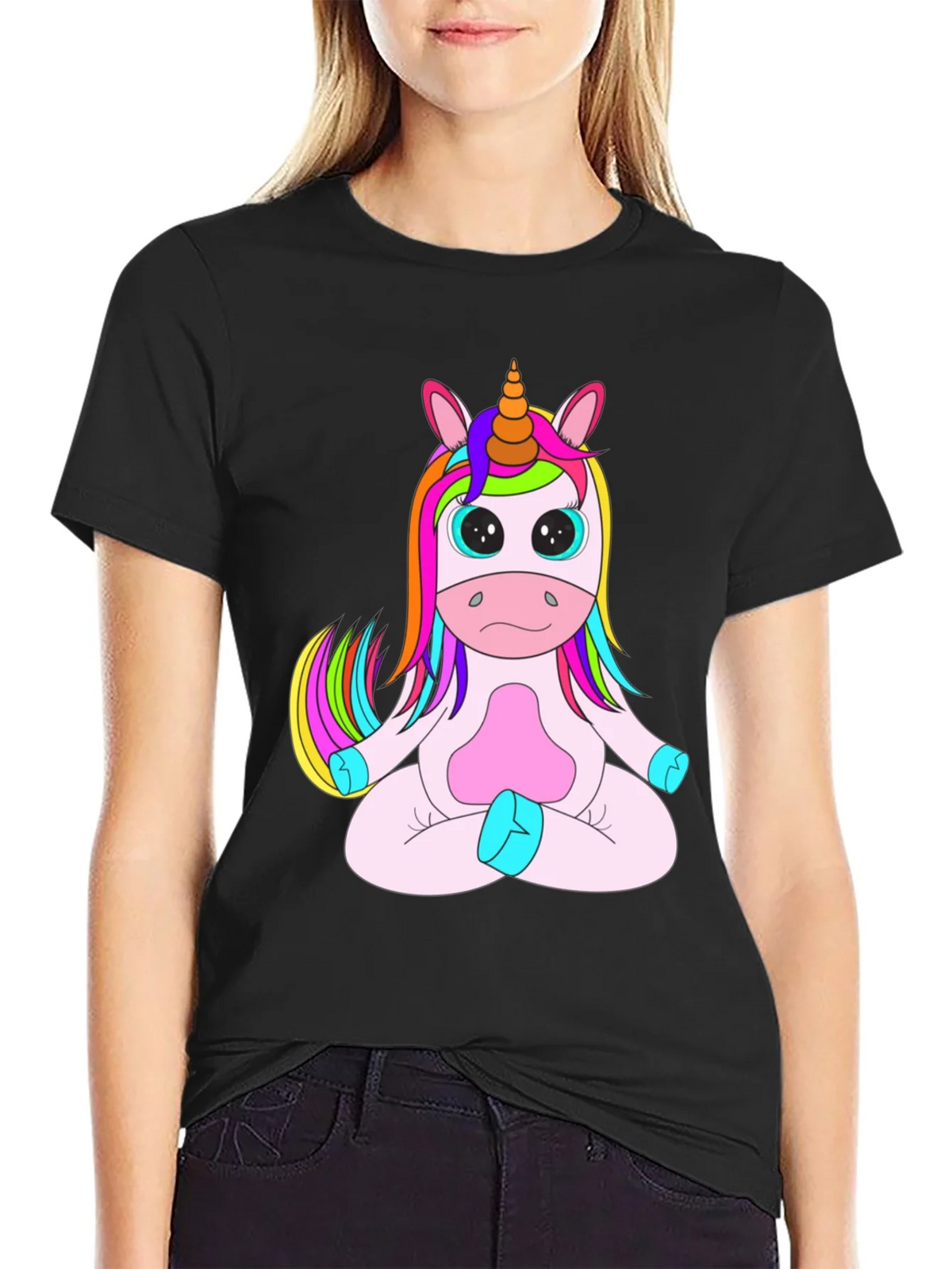 Unicorn Meditation Black T-Shirt product image 2