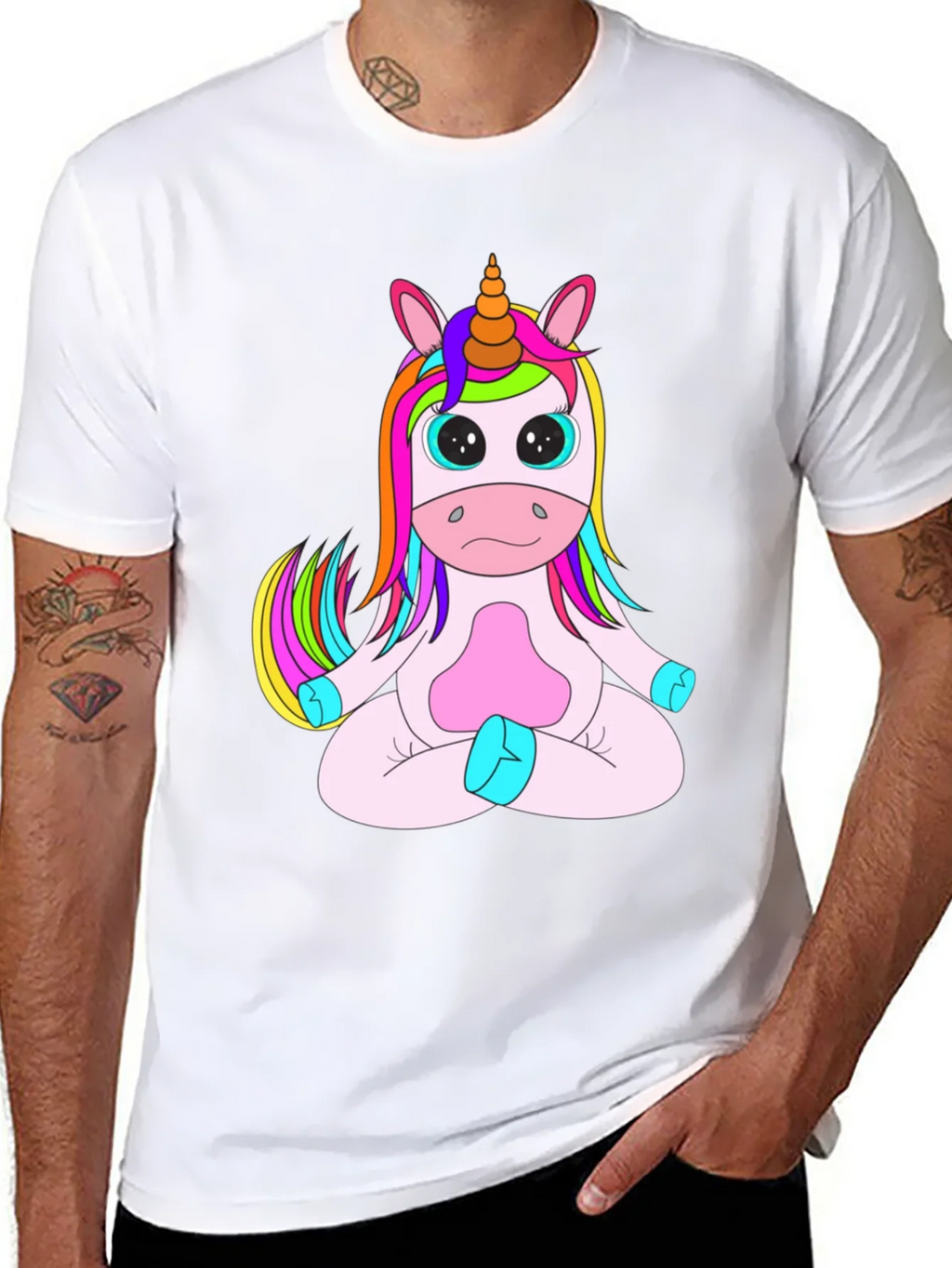 Unicorn Meditation Black T-Shirt product image 7