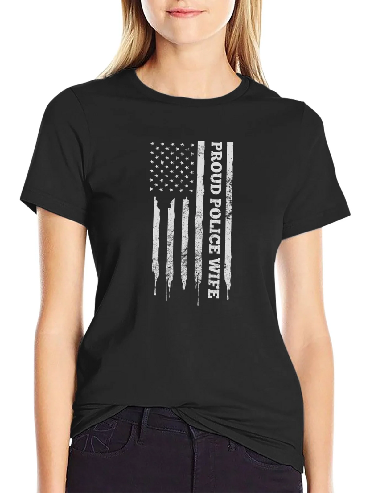 Proud Police Wife Flag Graphic T-Shirt product image 2