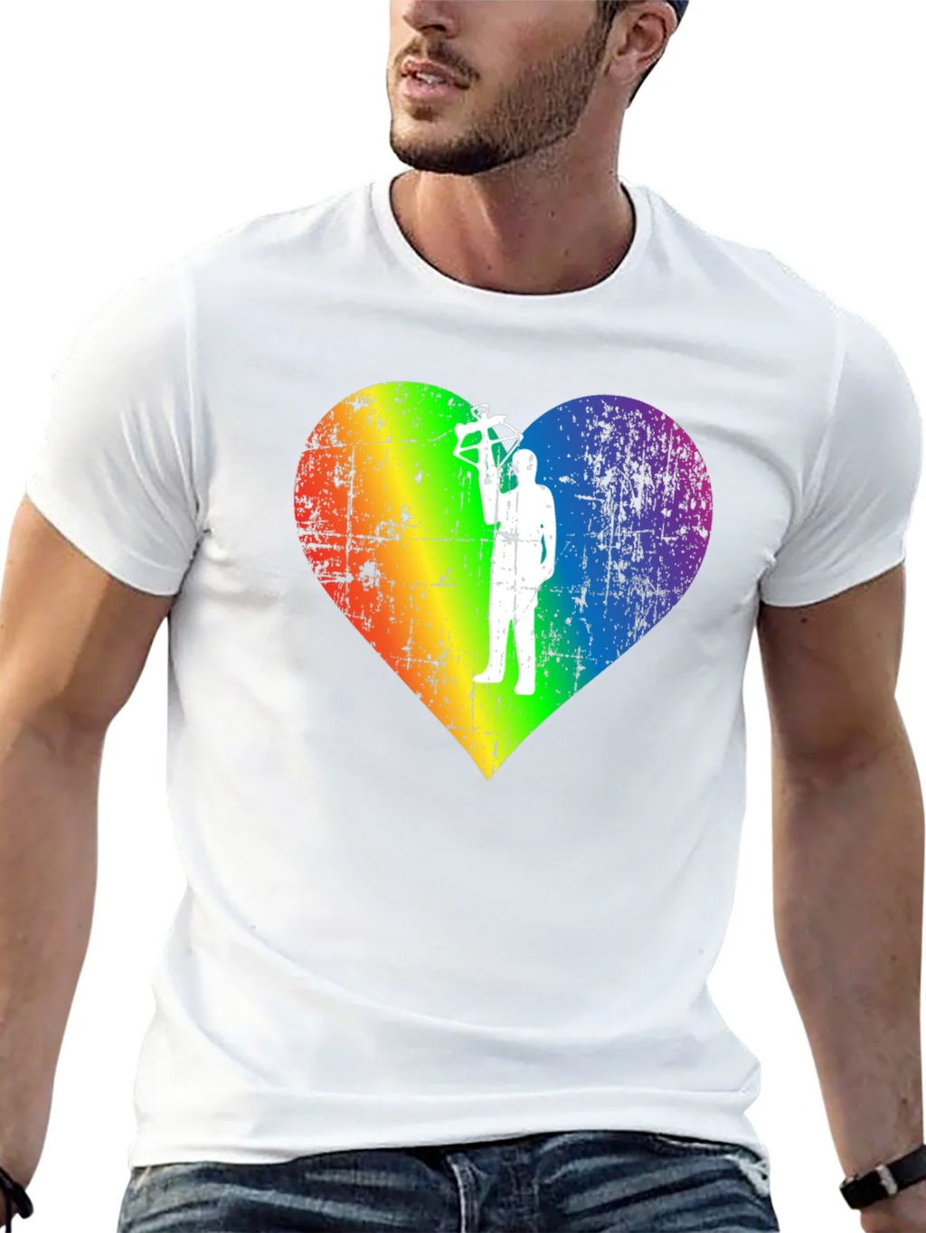 LGBTQ Rainbow Heart Crossbow T-Shirt product image 2