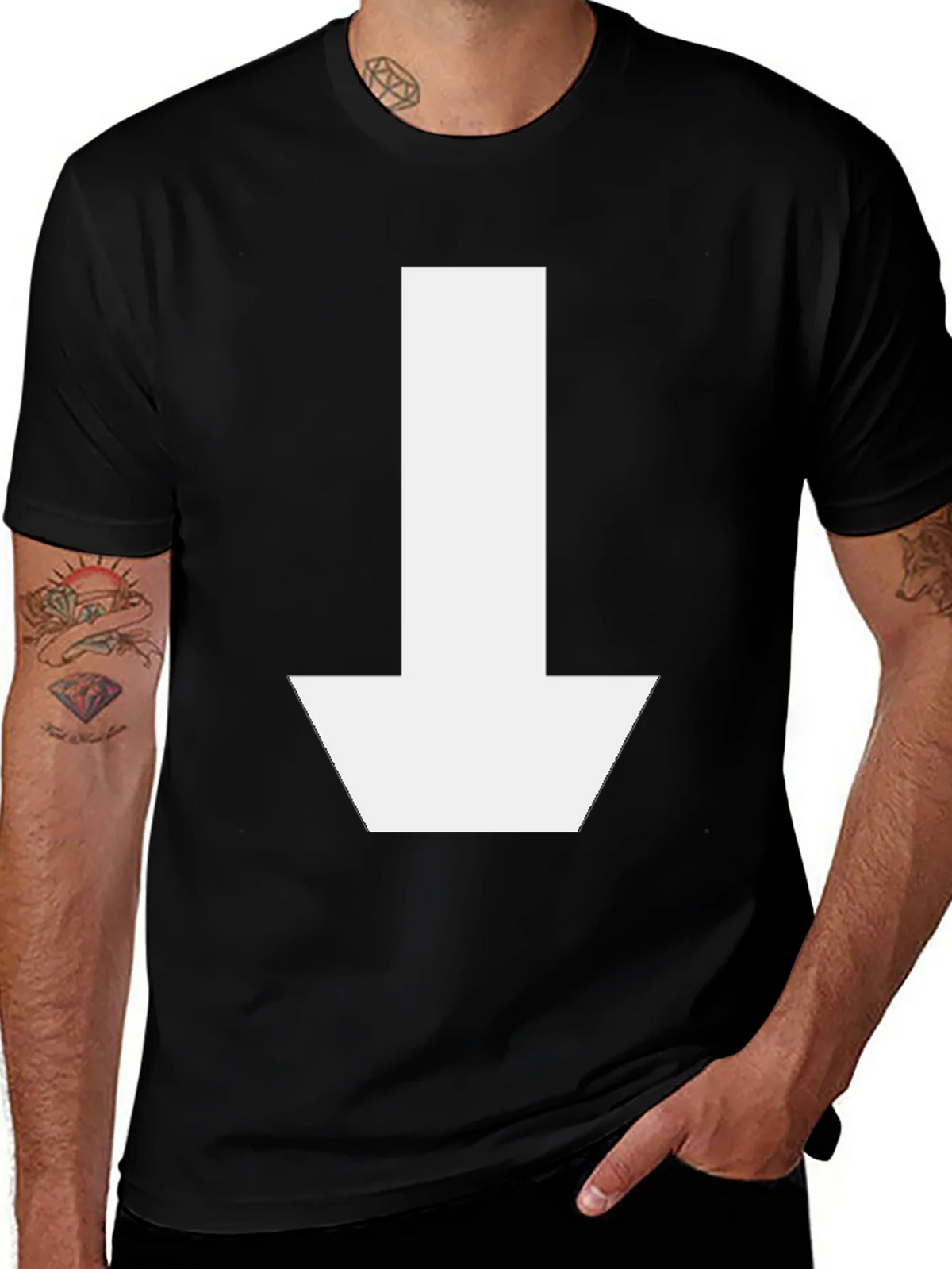 Down Arrow Graphic T-Shirt - Casual Black Tee product image 1