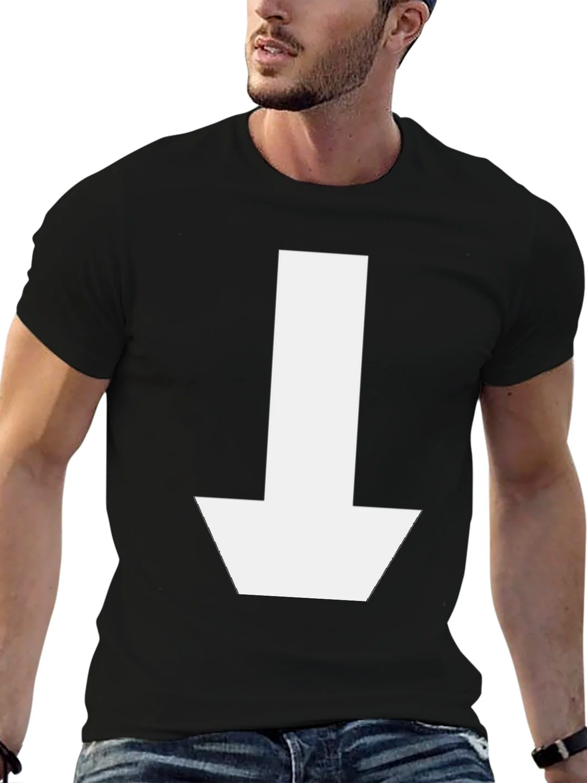 Down Arrow Graphic T-Shirt - Casual Black Tee product image 6