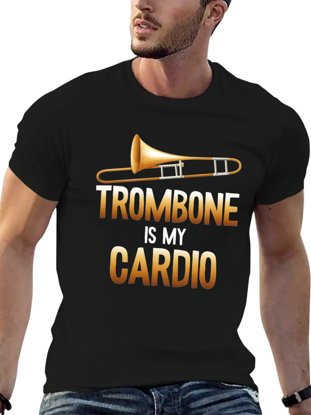 Trombone is My Cardio Black T-Shirt product image 5
