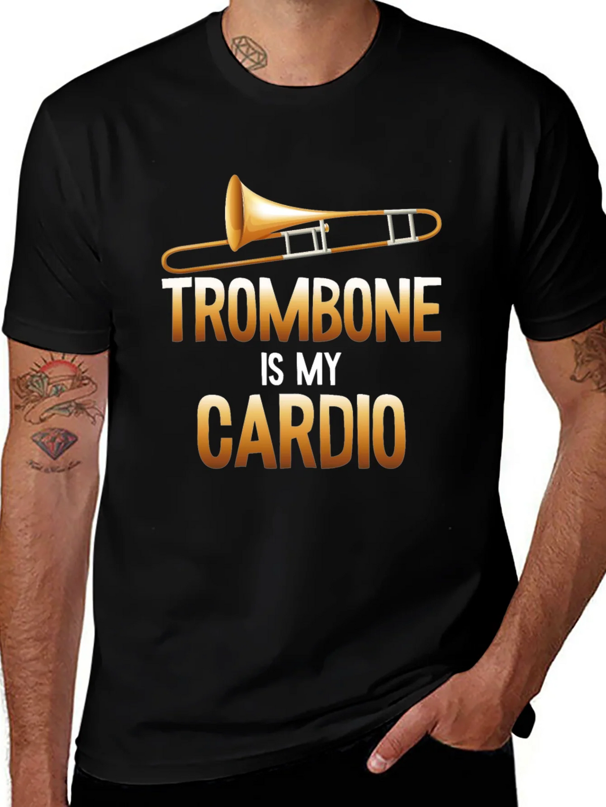 Trombone is My Cardio Black T-Shirt product image 1