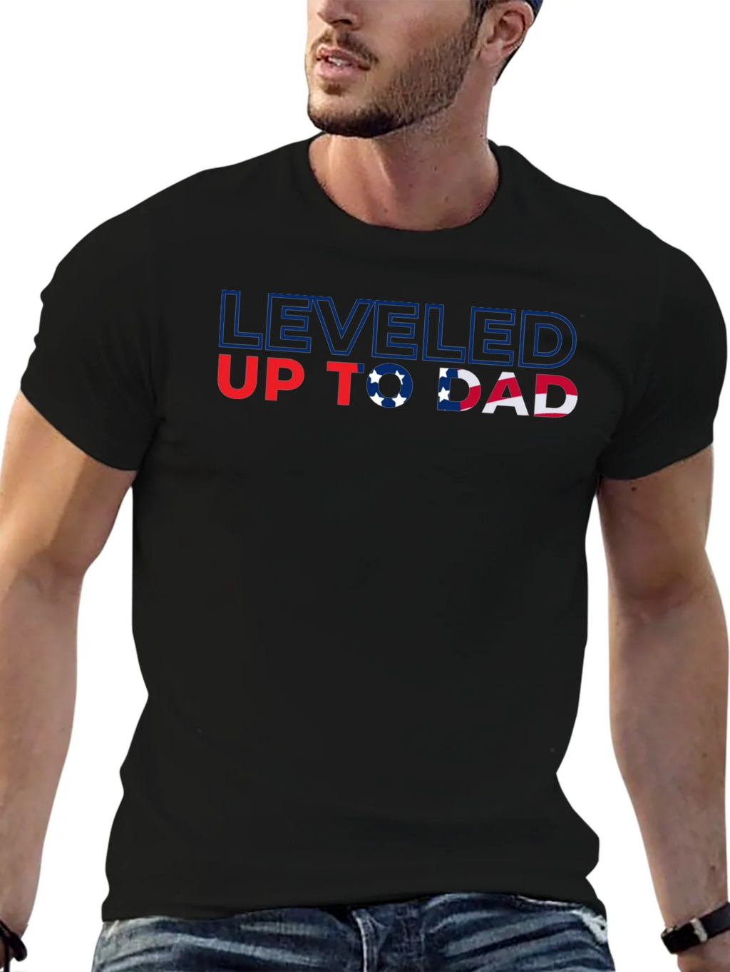 Leveled Up to Dad Graphic Tee - Stylish Fathers Day Gift product image 6