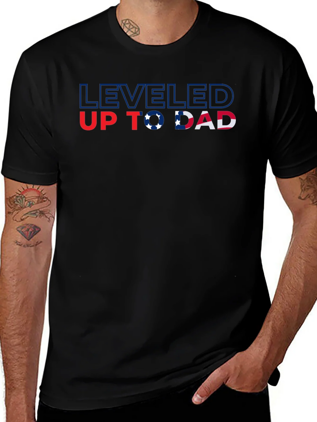 Leveled Up to Dad Graphic Tee - Stylish Fathers Day Gift product image 1