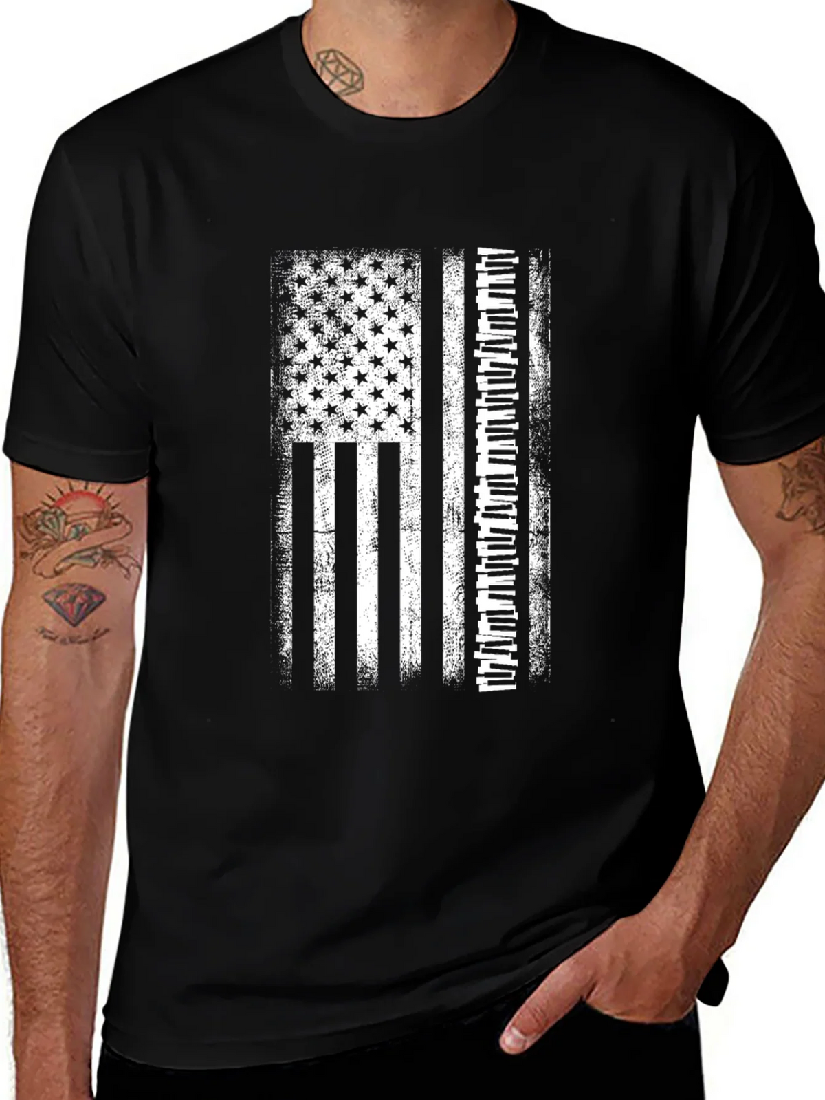 American Flag Piano Keys T-Shirt - Music Lover Tee product image 1