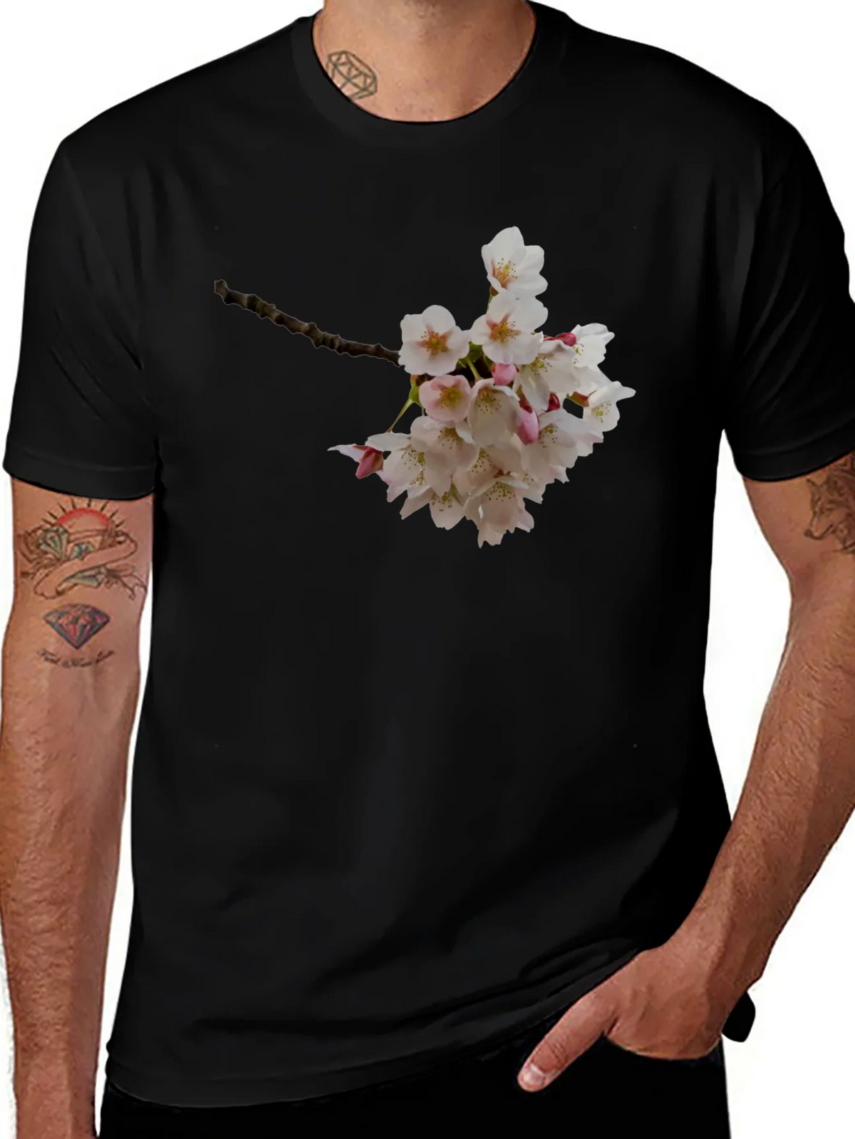 Floral Print Black T-Shirt - Nature Inspired Style product image 1
