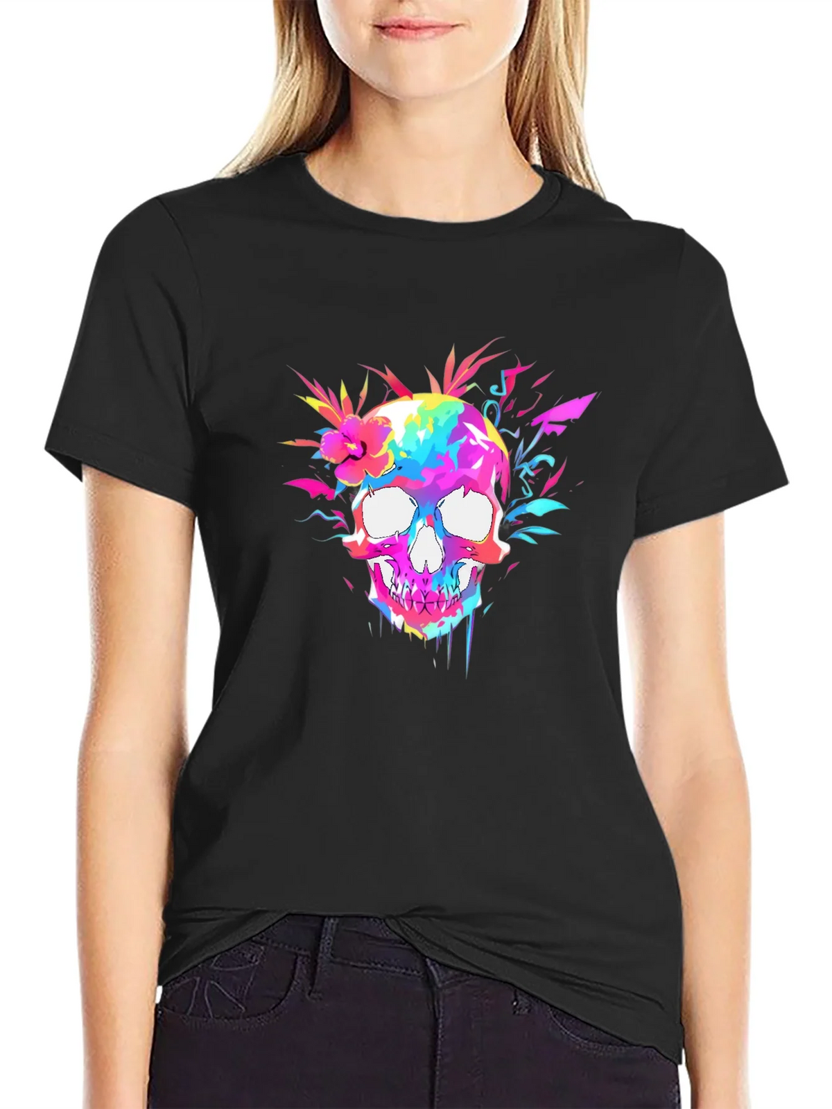 Colorful Skull Graphic Tee - Vibrant & Unique product image 1