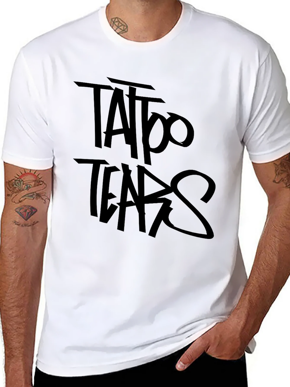 Tattoo Tears Black Graphic Tee - Edgy Style product image 6