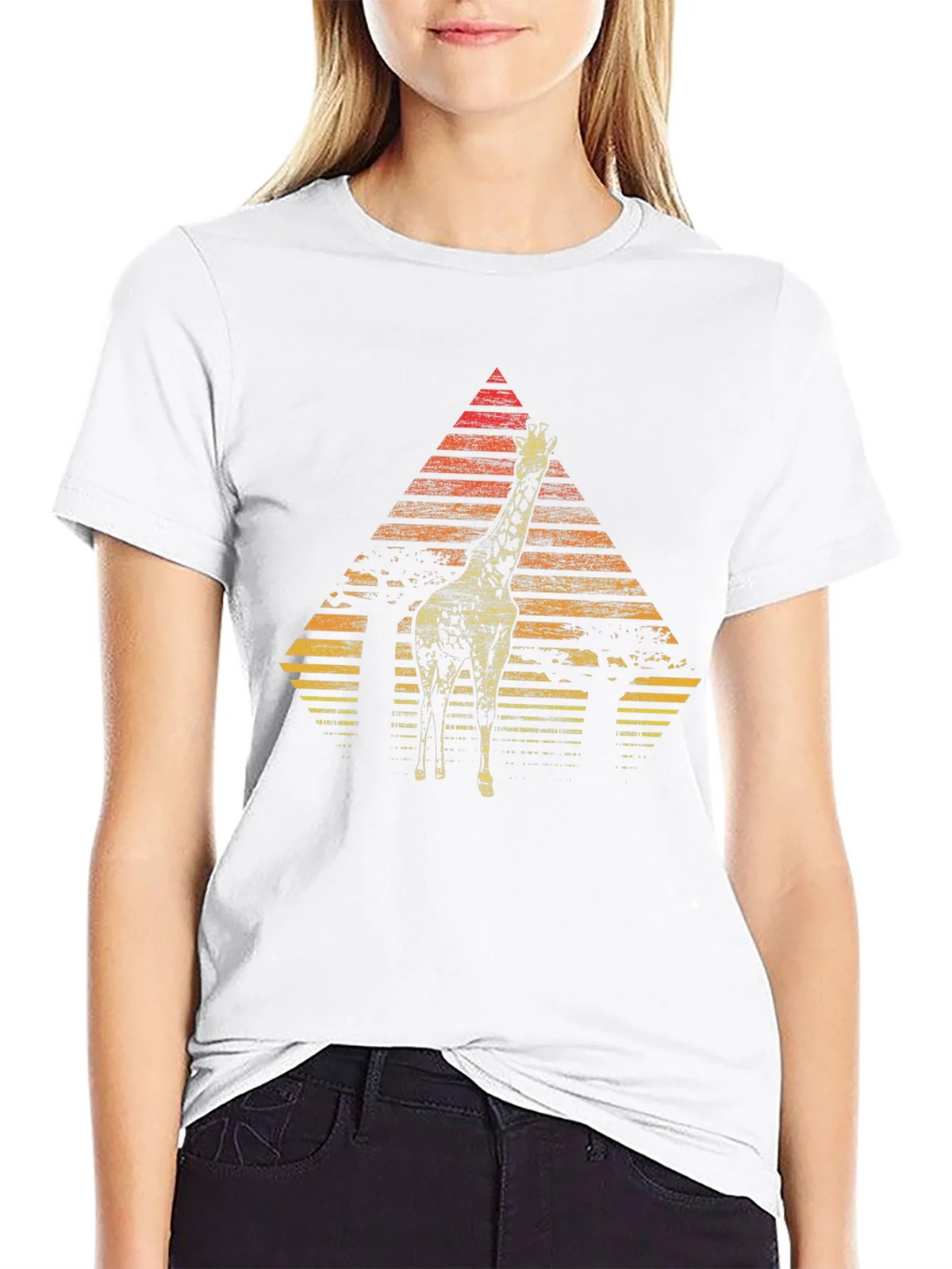 Giraffe Sunset Graphic Tee - Stylish Mens Black T-Shirt product image 8