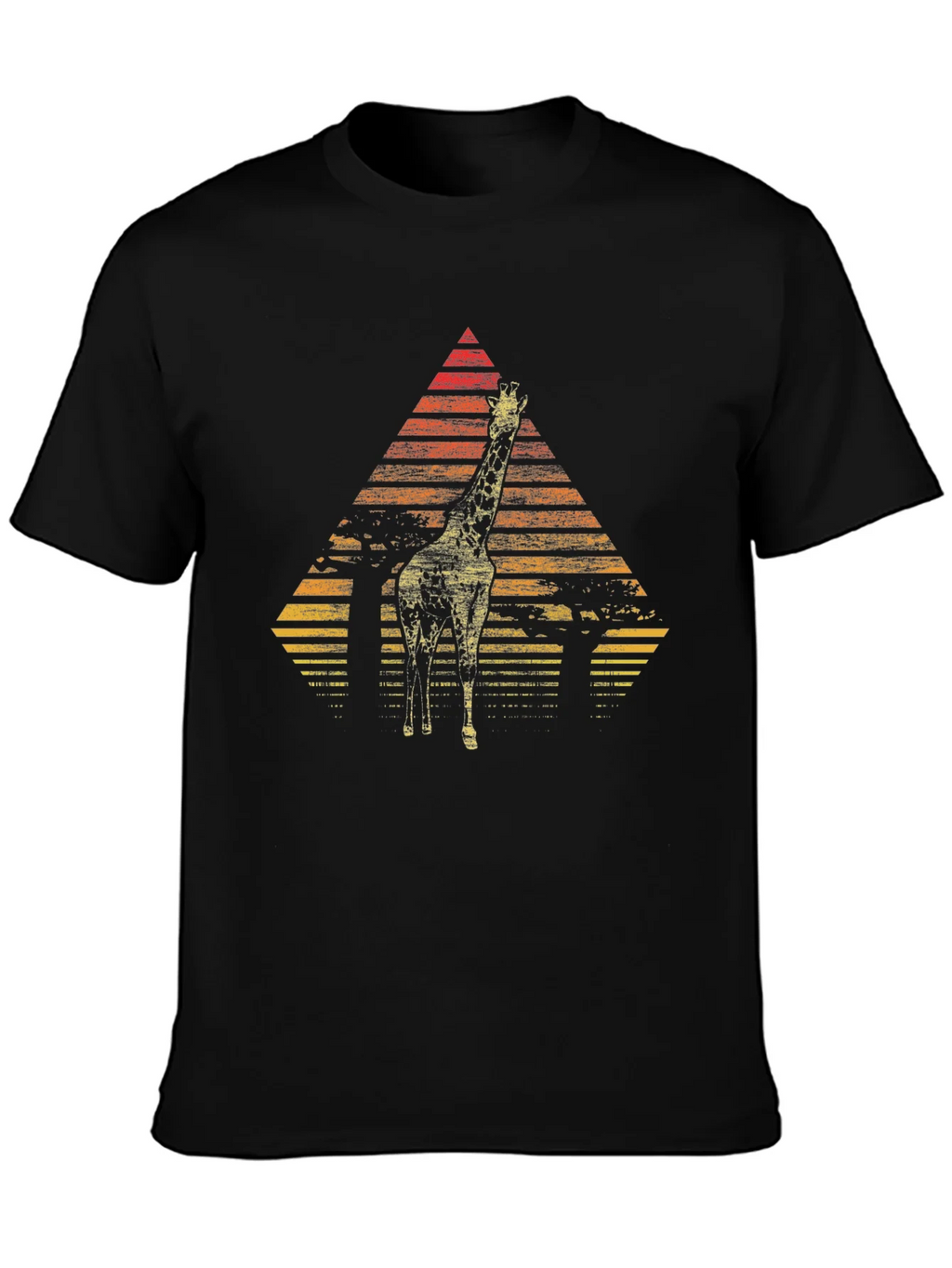 Giraffe Sunset Graphic Tee - Stylish Mens Black T-Shirt product image 3
