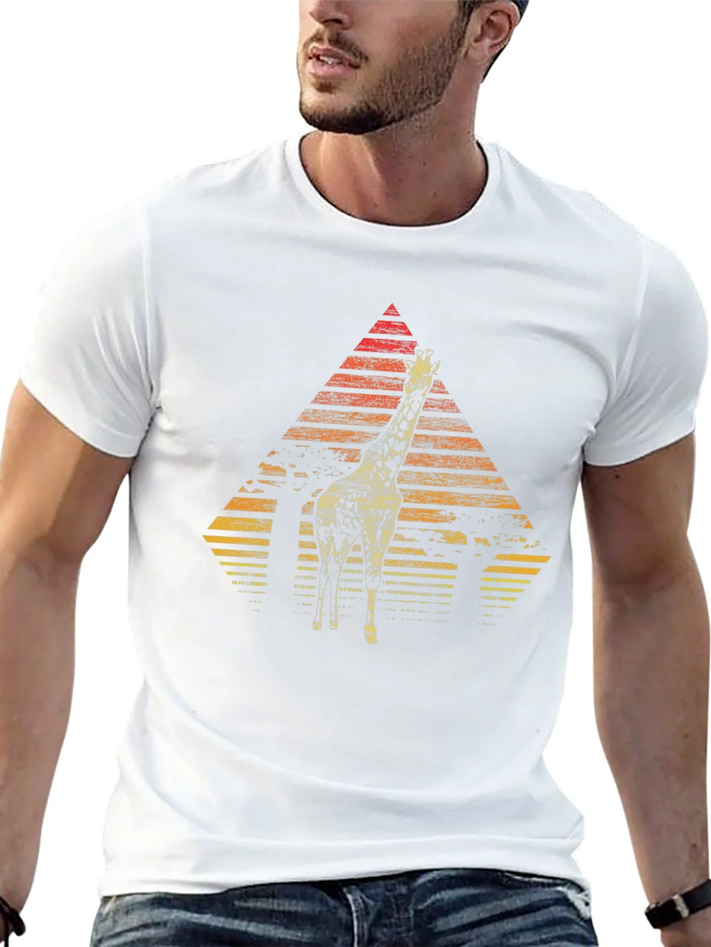 Giraffe Sunset Graphic Tee - Stylish Mens Black T-Shirt product image 12
