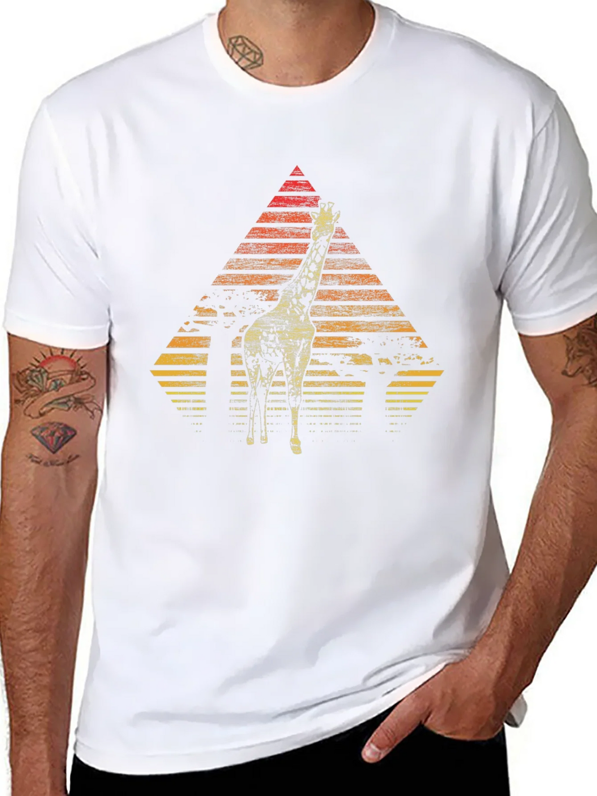 Giraffe Sunset Graphic Tee - Stylish Mens Black T-Shirt product image 7