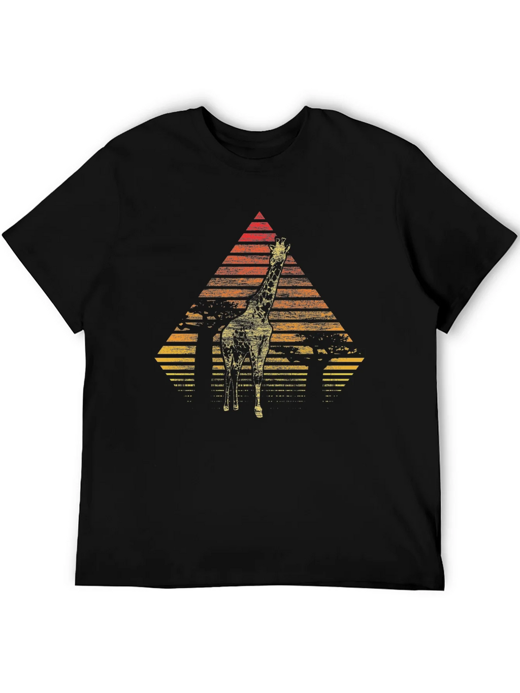 Giraffe Sunset Graphic Tee - Stylish Mens Black T-Shirt product image 5
