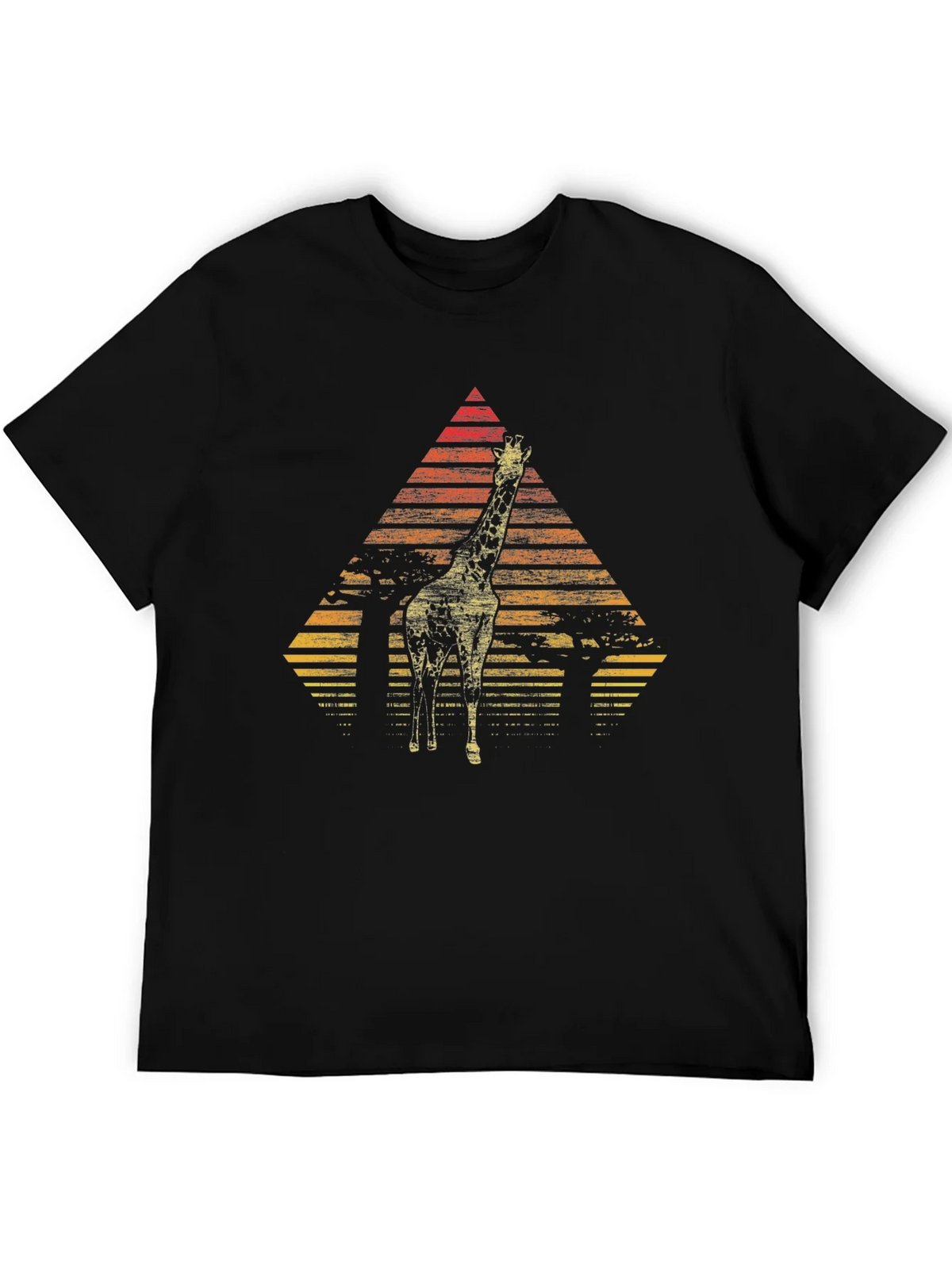 Giraffe Sunset Graphic Tee - Stylish Mens Black T-Shirt product image 5